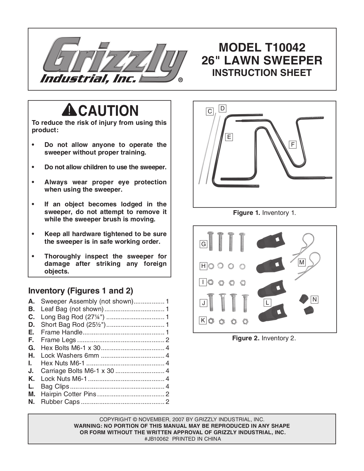 Grizzly T10042 User Manual