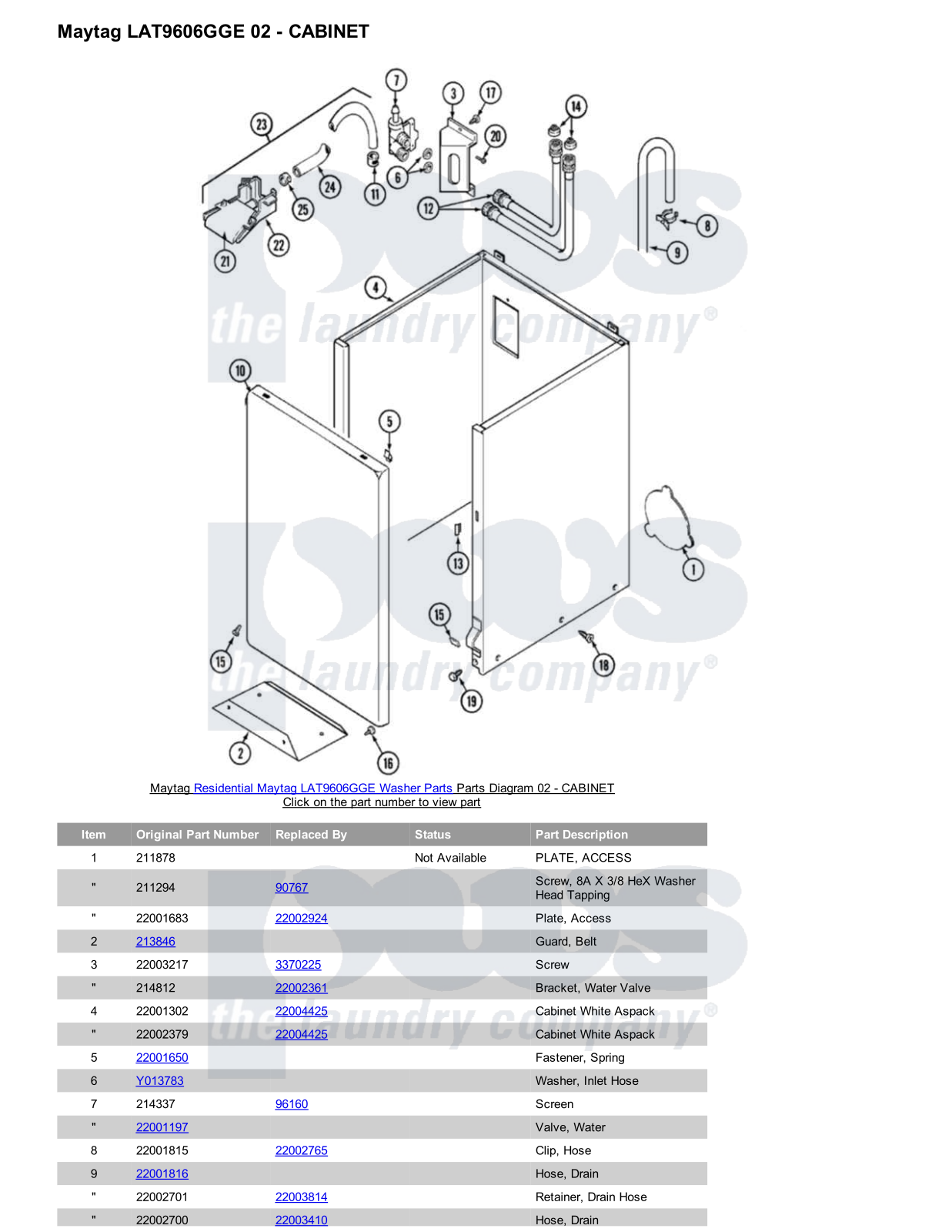 Maytag LAT9606GGE Parts Diagram