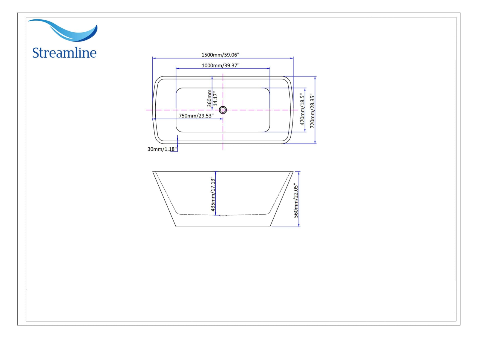 Streamline Bath SLBH6220 Dimensions - ManualMachine.com