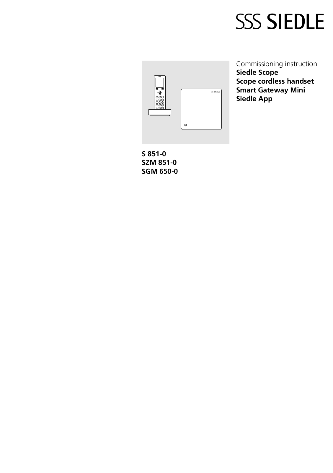 SSS Siedle S 851-0, SZM 851-0, SGM 650-0 Commissioning Instructions