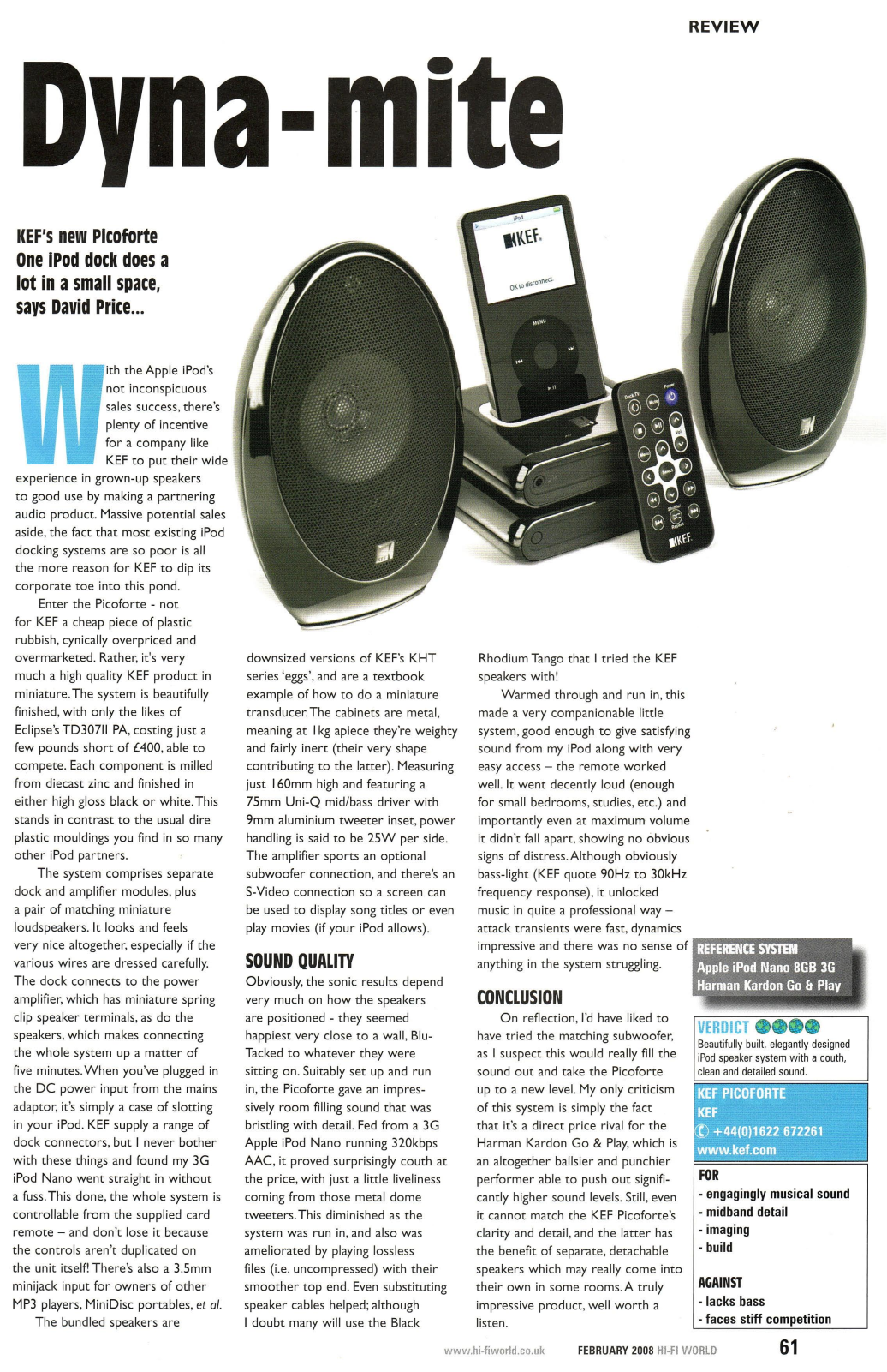 KEF Audio Dyna-mite User Manual