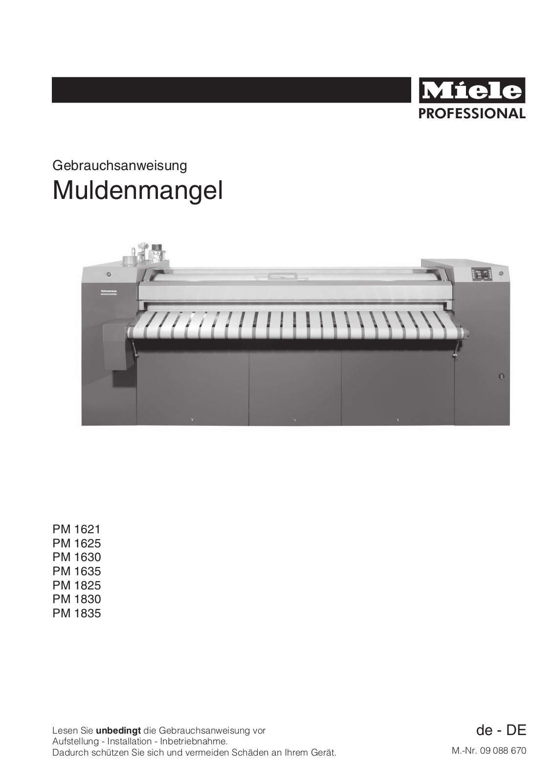 Miele PM 1621, PM 1625, PM 1630, PM 1635, PM 1825 User manual