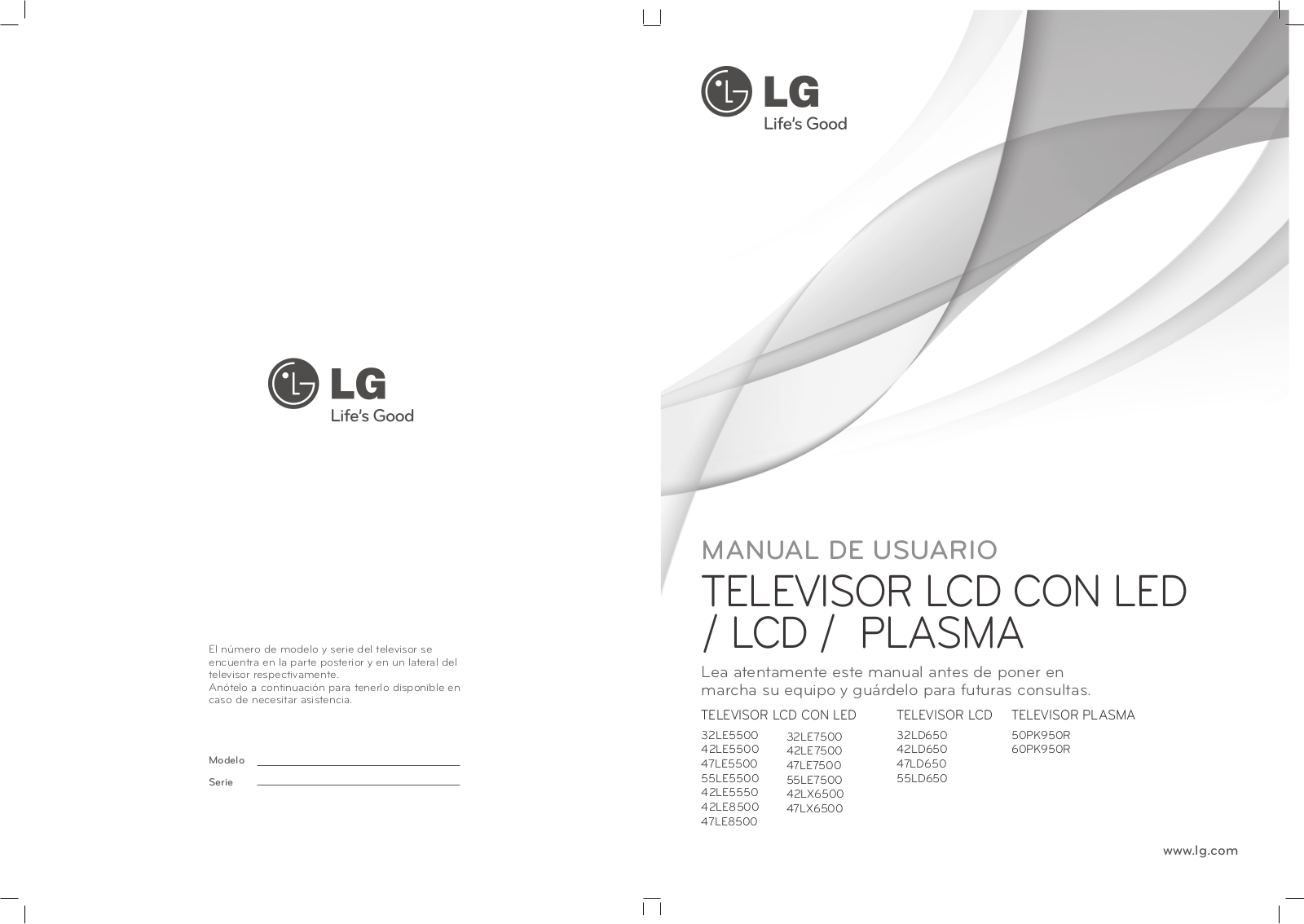 LG 42LD650, 32LD650, 60PK950R, 47LD650-MA Owner's Manual