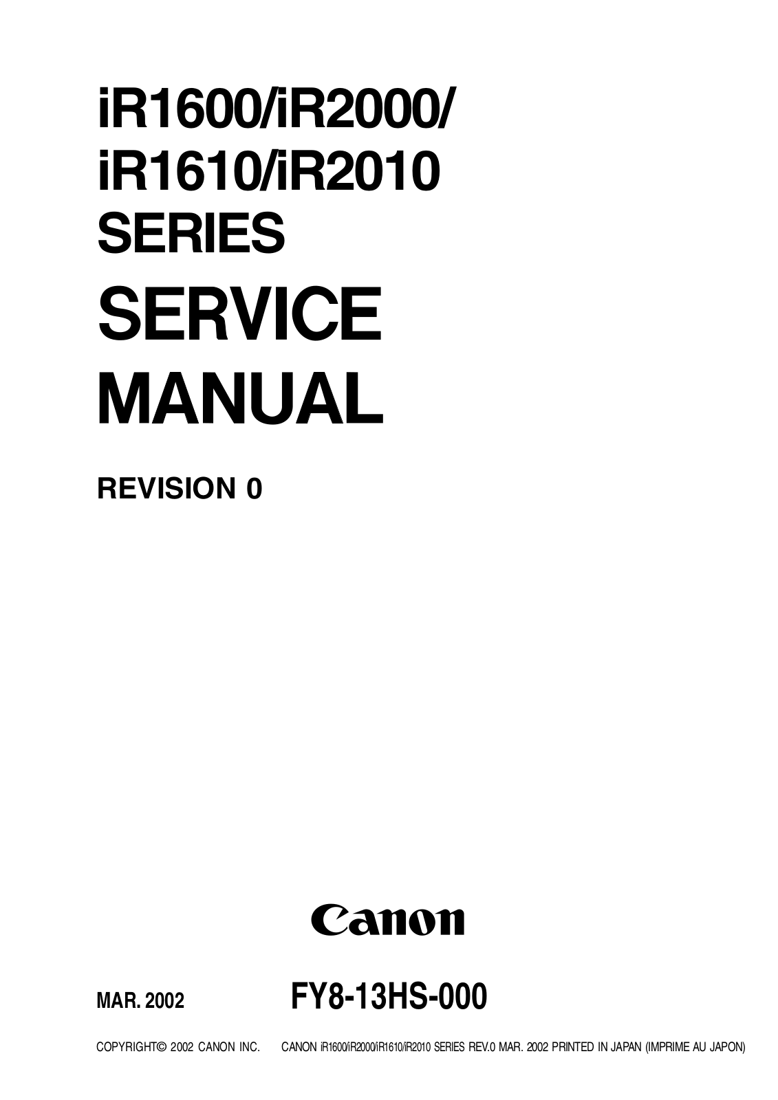 CANON iR1600 User Manual