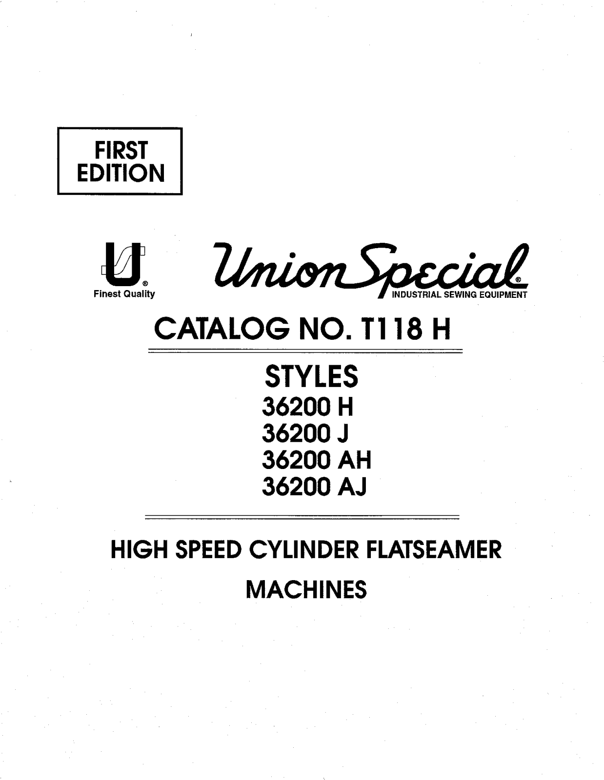 Union Special 36200AH, 36200AJ, 36200H, 36200J Parts List