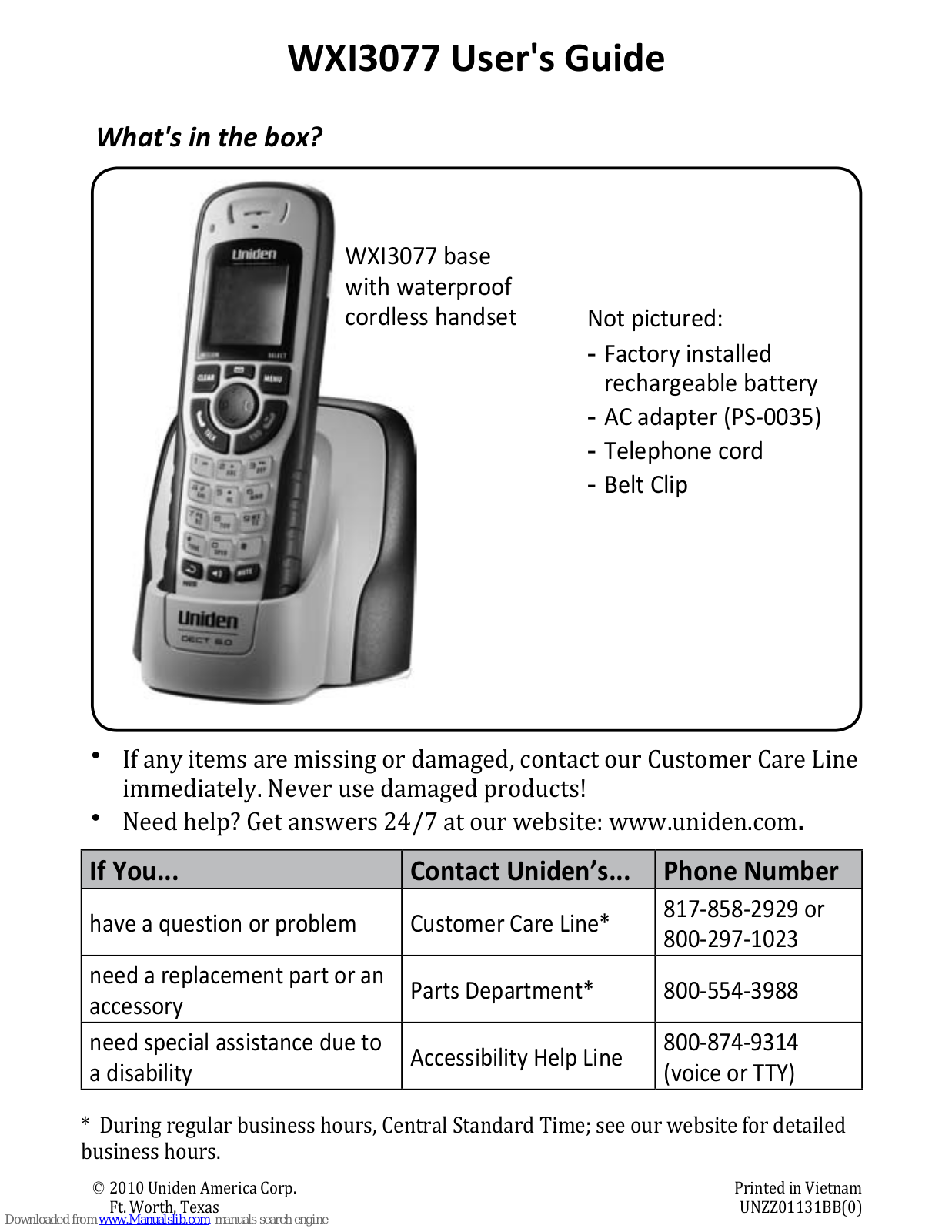 Uniden WXI3007 User Manual