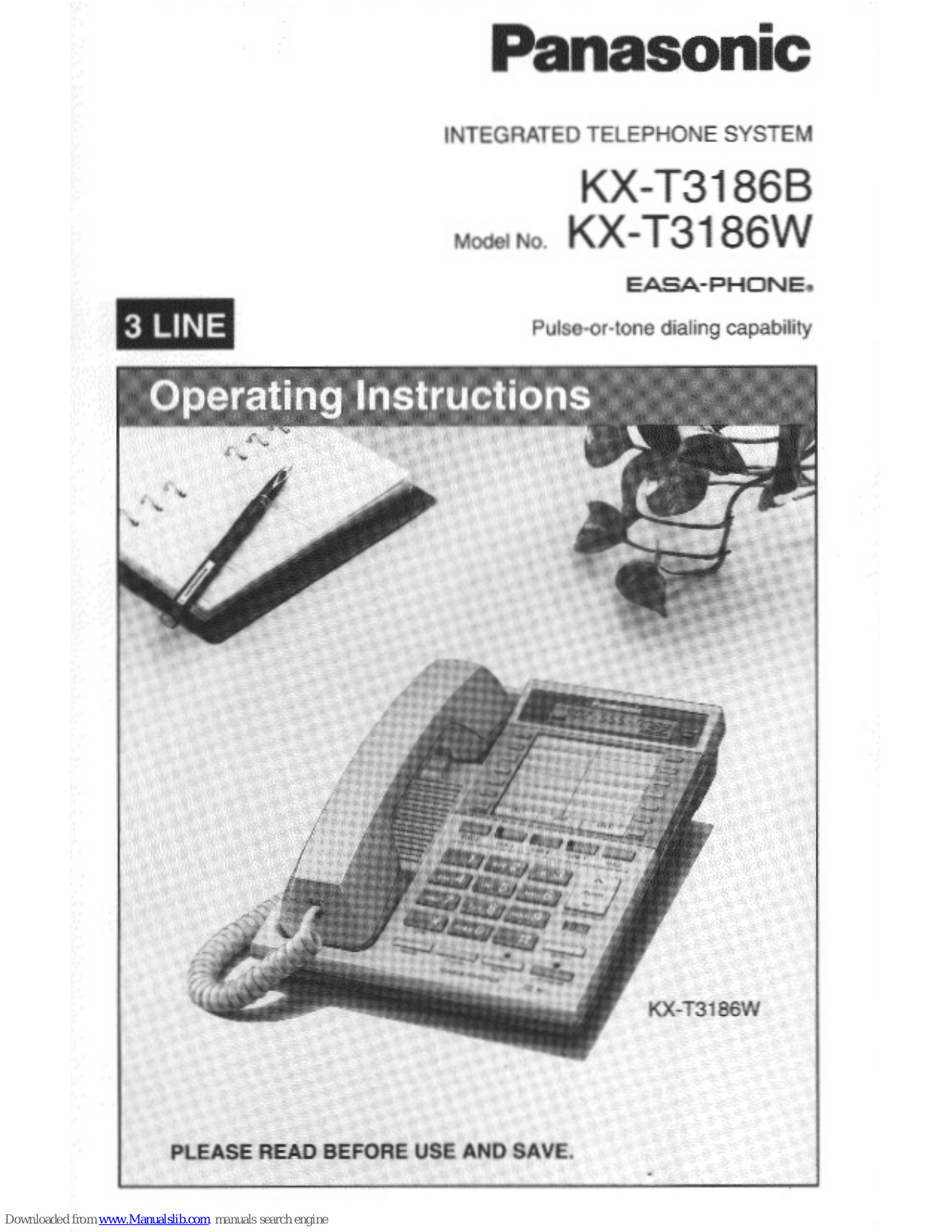 Panasonic KX-T3186, Easa-Phone KX-T3186W, Easa-Phone KX-T3186B Operating Instructions Manual