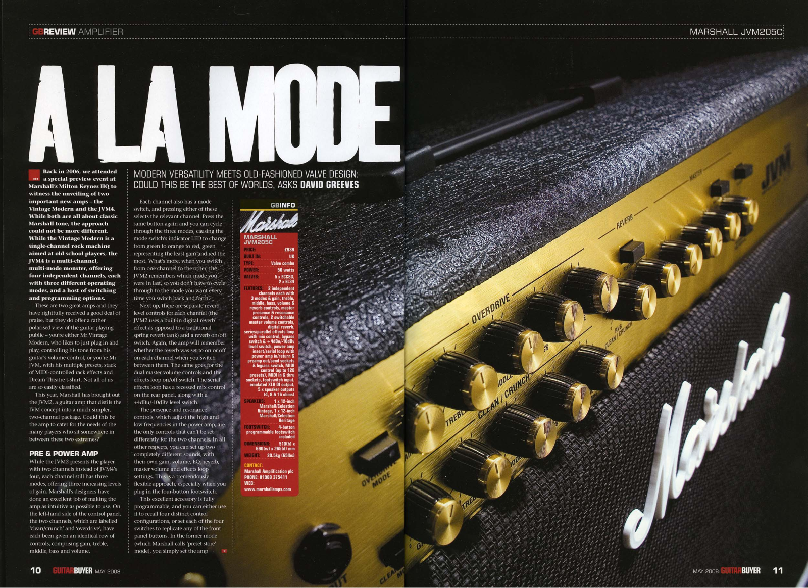 Marshall Amplification JVM205C User Manual