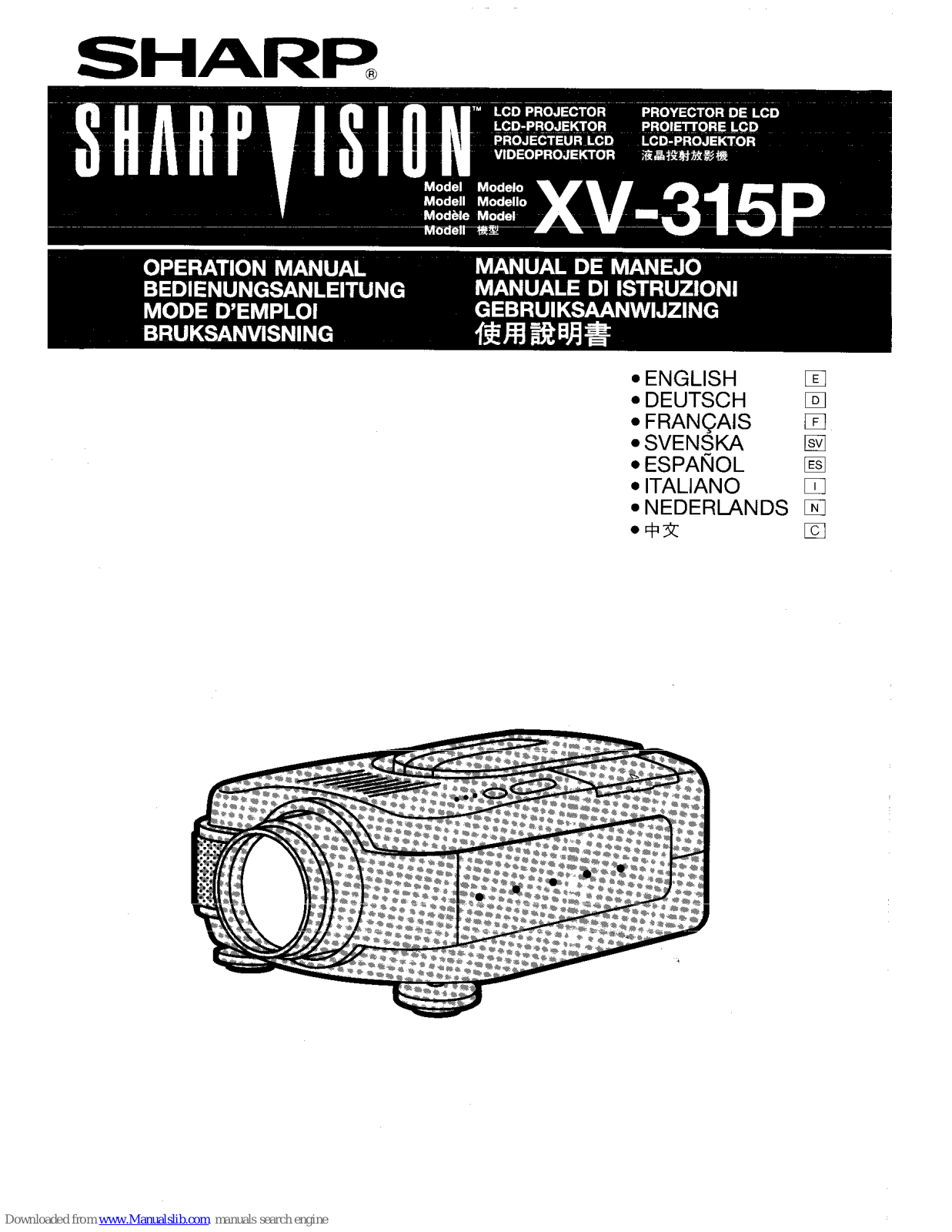 Sharp Vision XV-315P Gebruiksaanwijzing