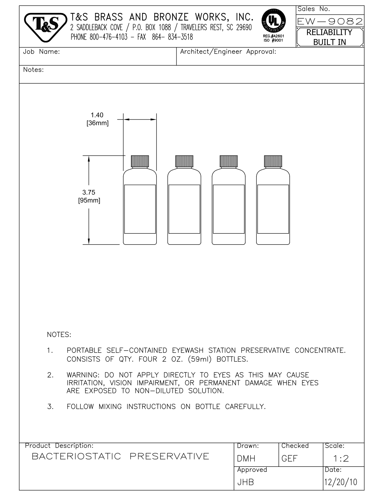 T & S Brass & Bronze Works EW-9082 General Manual