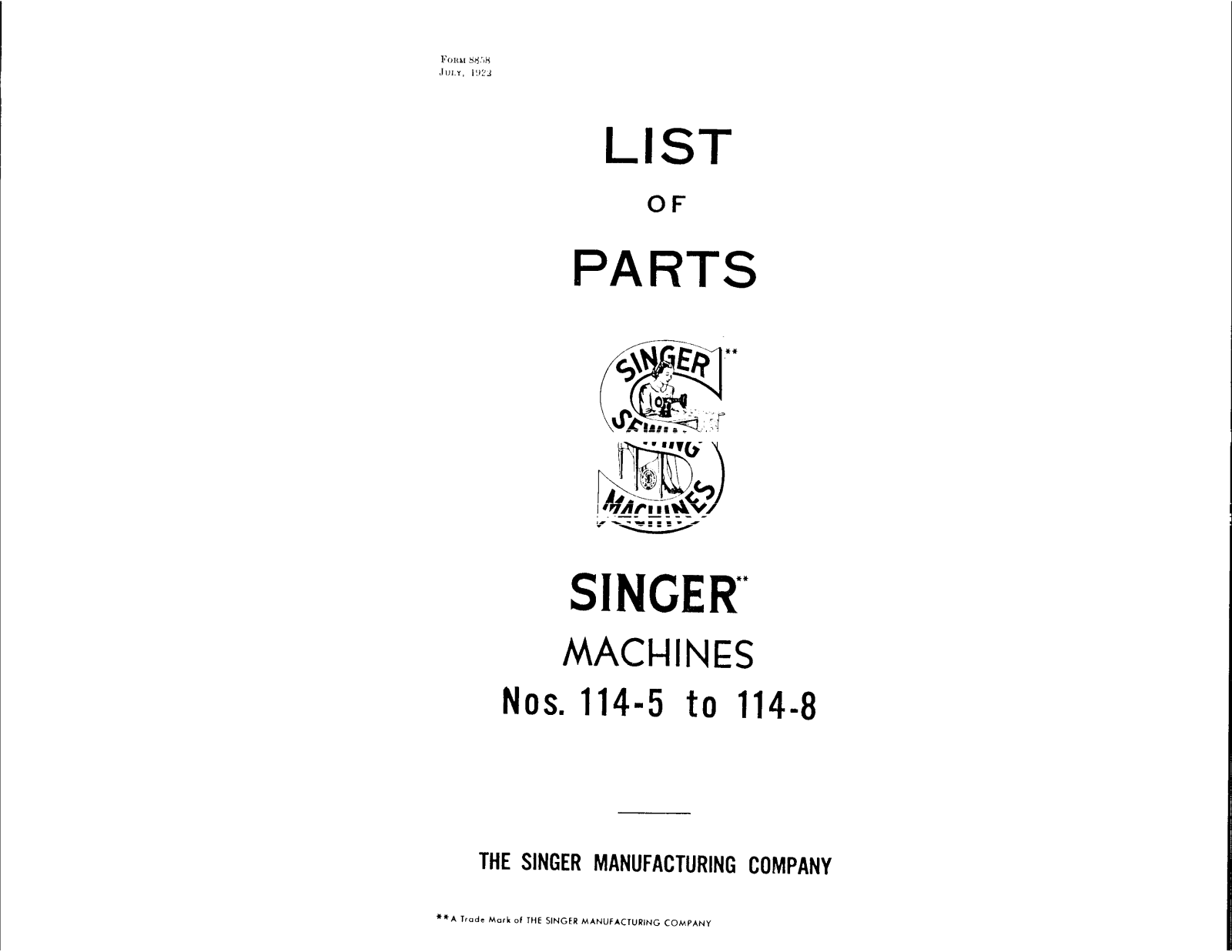 Singer 114-5, 114-8 User Manual