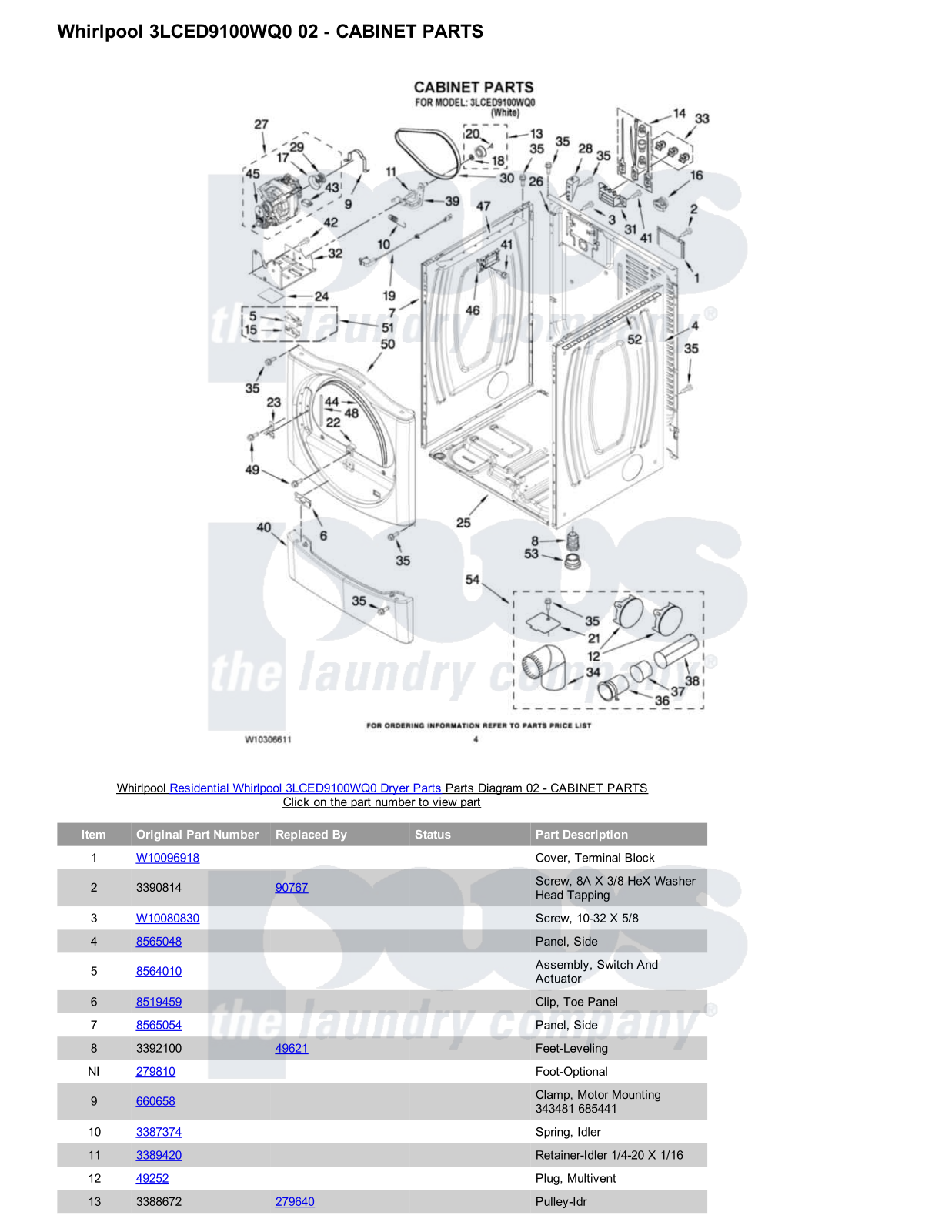 Whirlpool 3LCED9100WQ0 Parts Diagram