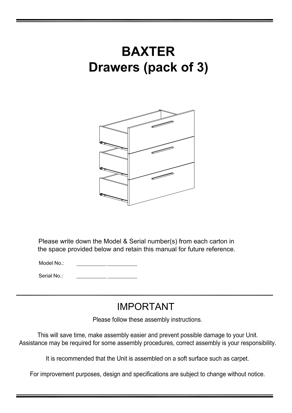 Freedom Baxter Drawers Assembly Instruction