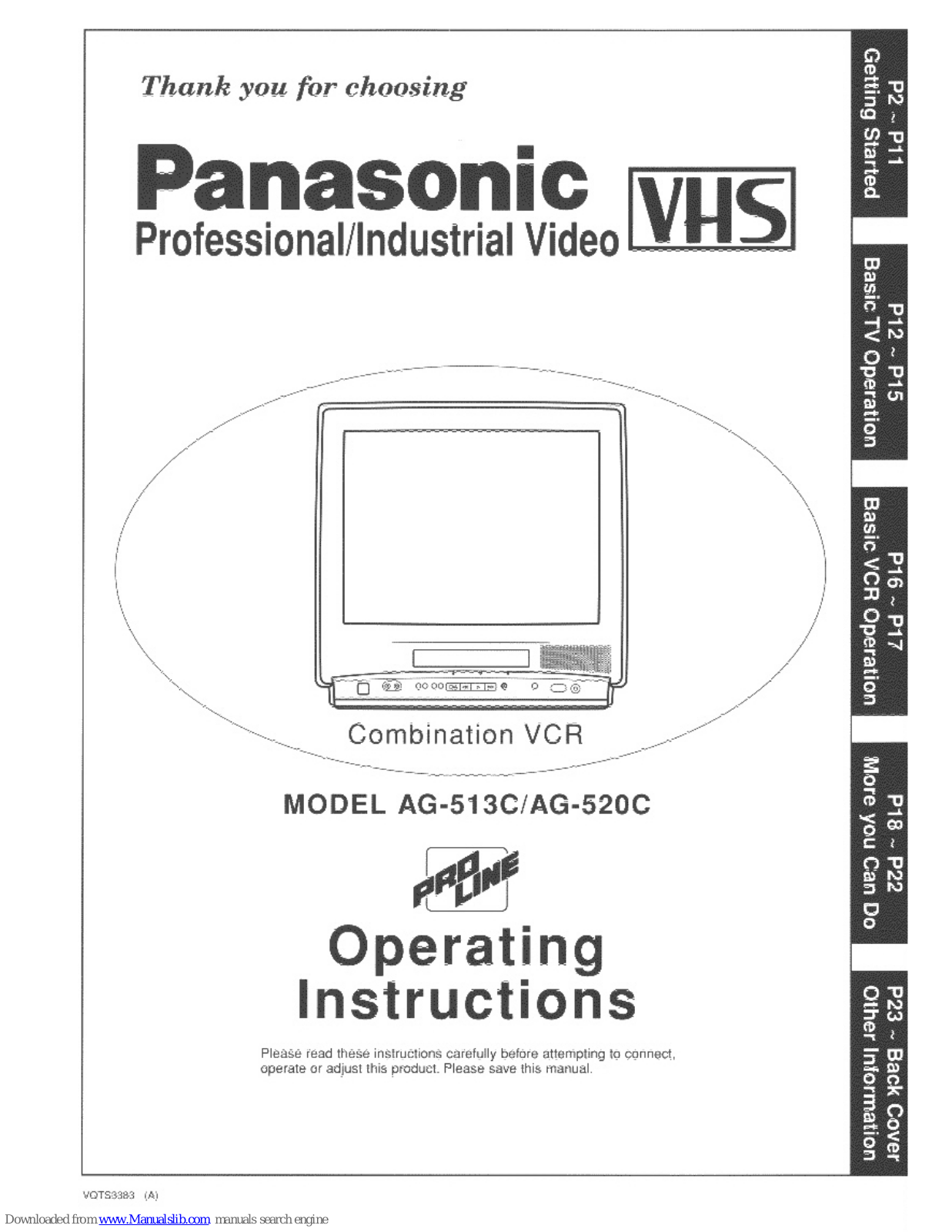 Panasonic AG-520C Operating Instructions Manual