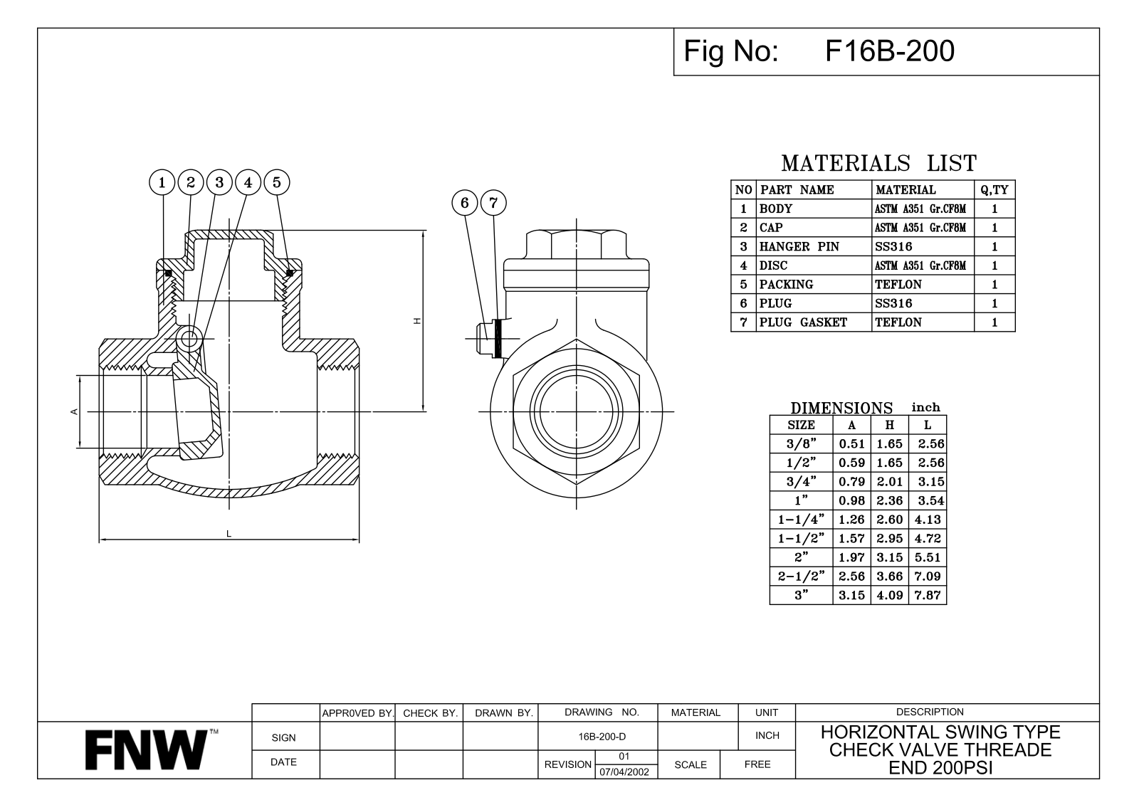 FNW F16B-200 Drawing