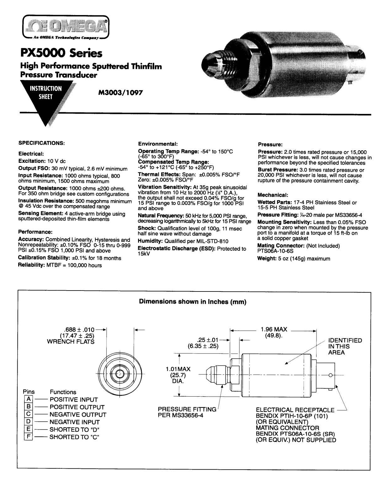 Omega Products PX5000 Installation  Manual