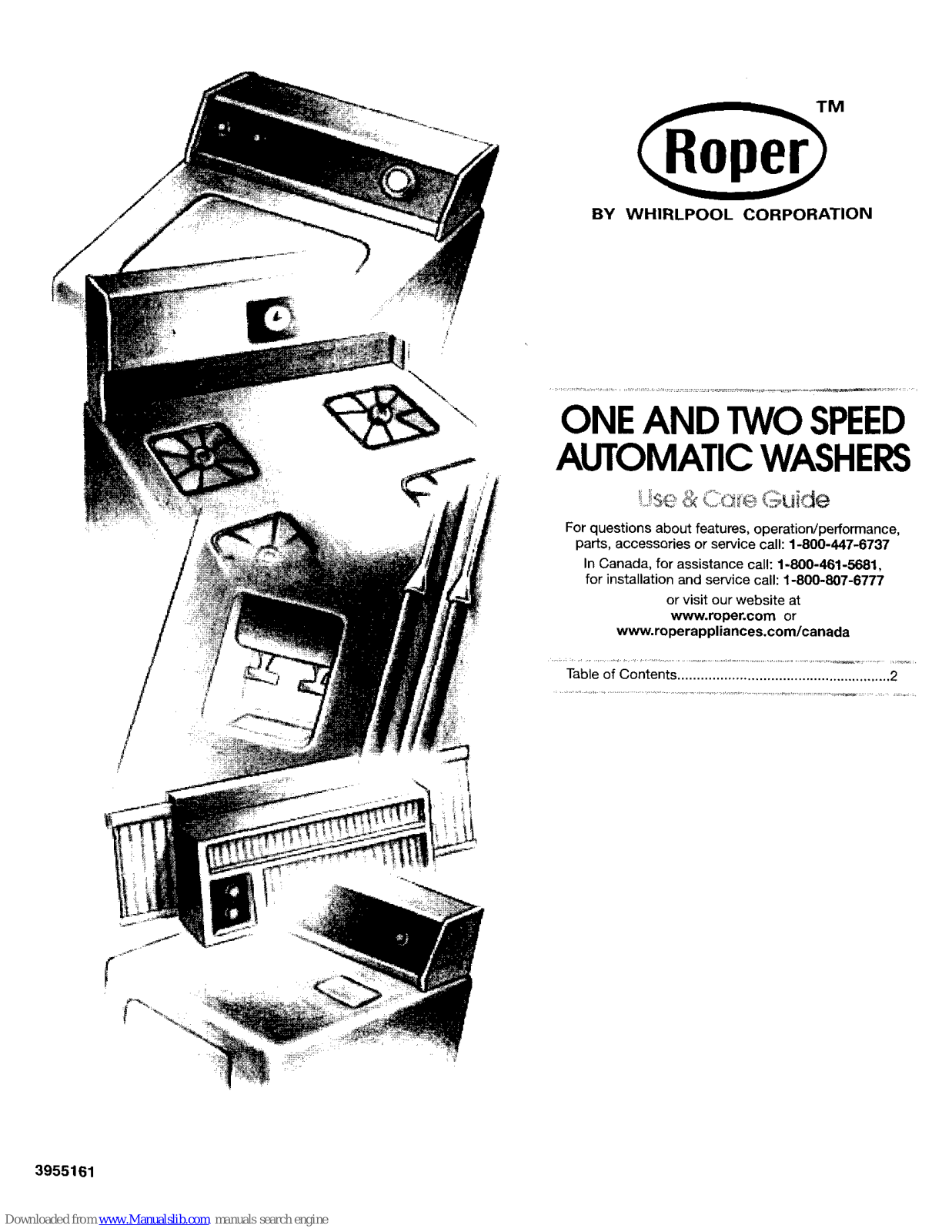 Roper One speed automatic washer, One speed, Two speed Use & Care Manual - ManualMachine.com