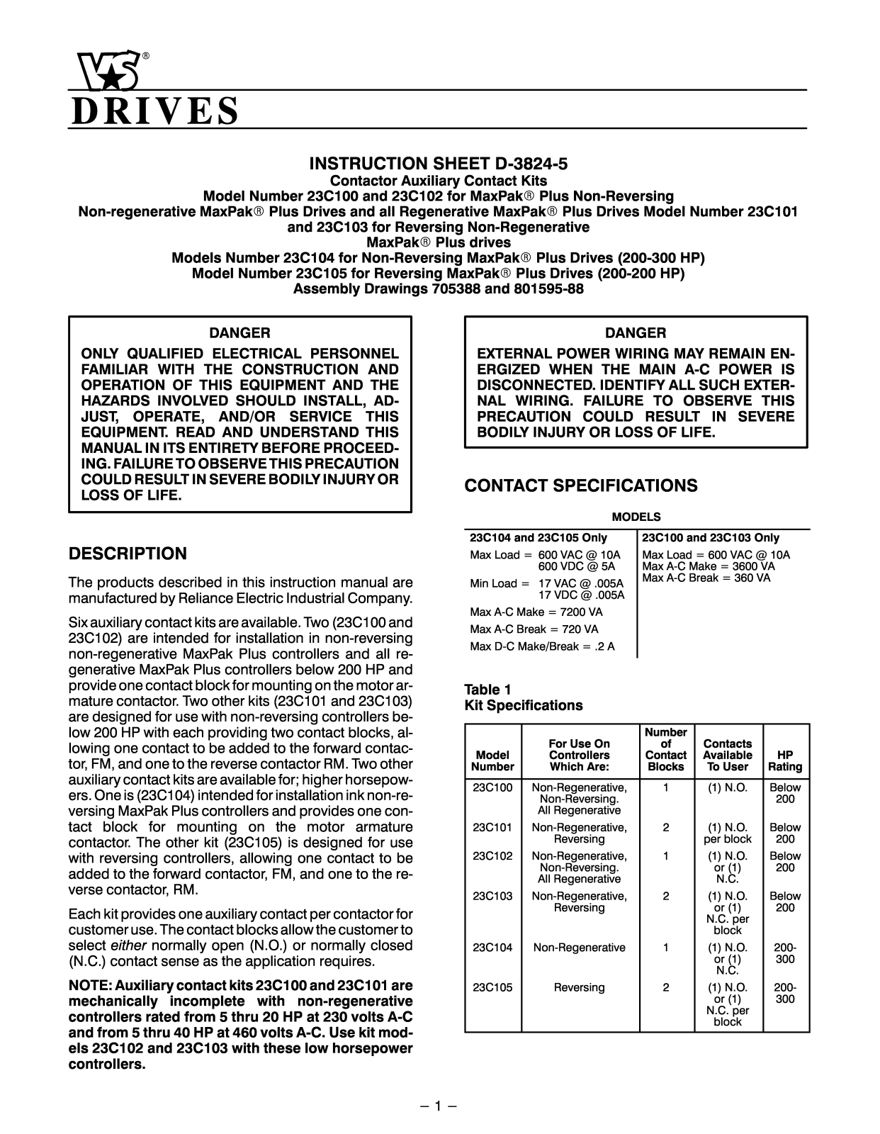 Rockwell Automation MaxPak Plus Auxiliary Contact User Manual