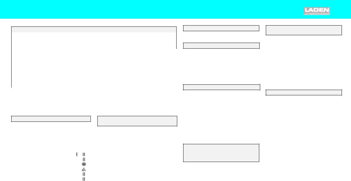 LADEN EV 725 PROGRAM TABLE