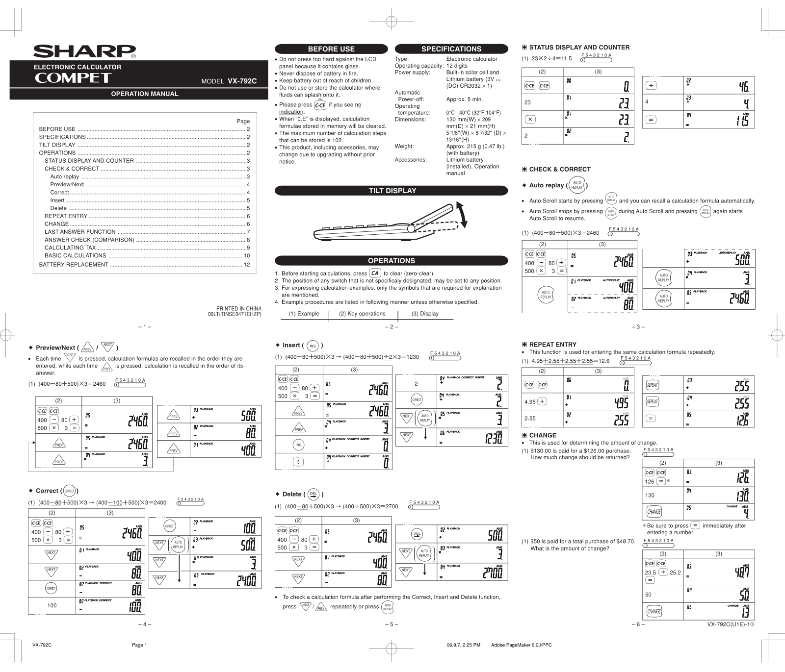 Sharp VX-792C Installation  Manual