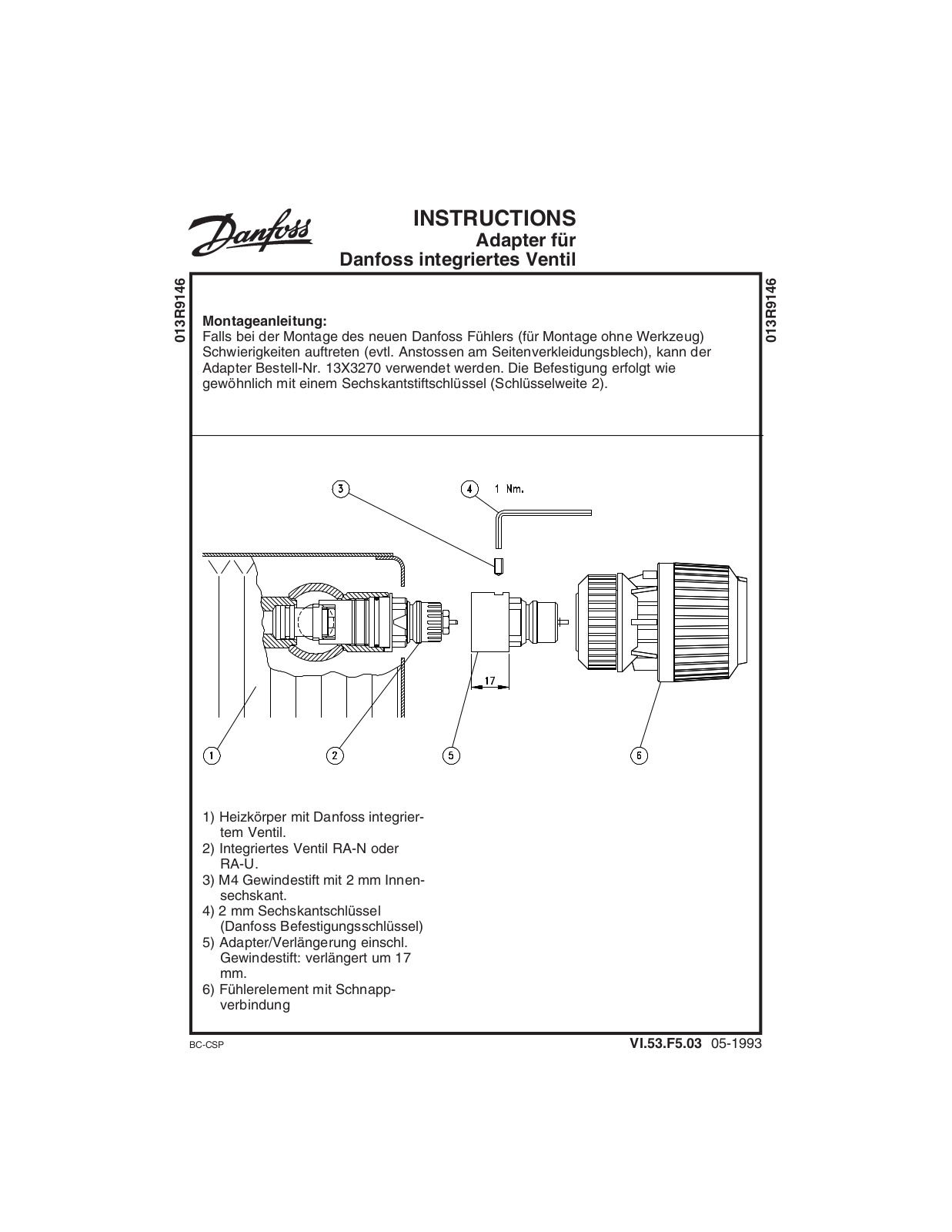 Danfoss Adapter für Danfoss integriertes Ventil Installation guide