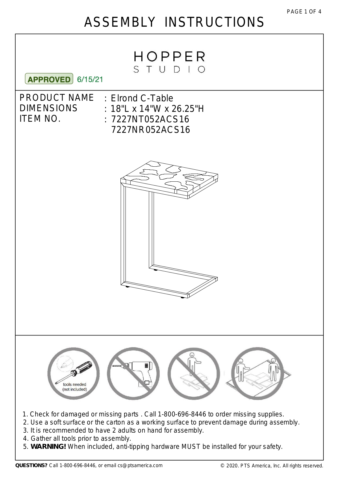 Hopper Studio PPOH1065 Installation & Assembly