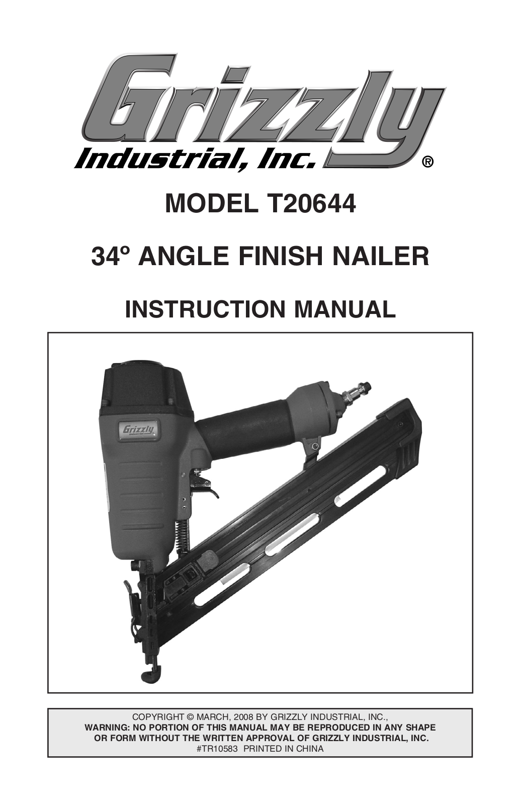 Grizzly T20644 User Manual