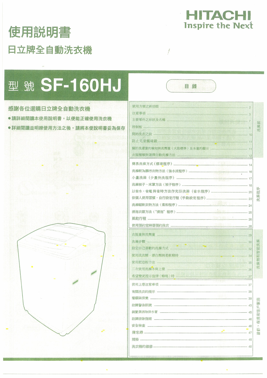 HITACHI SF-160HJ User Manual