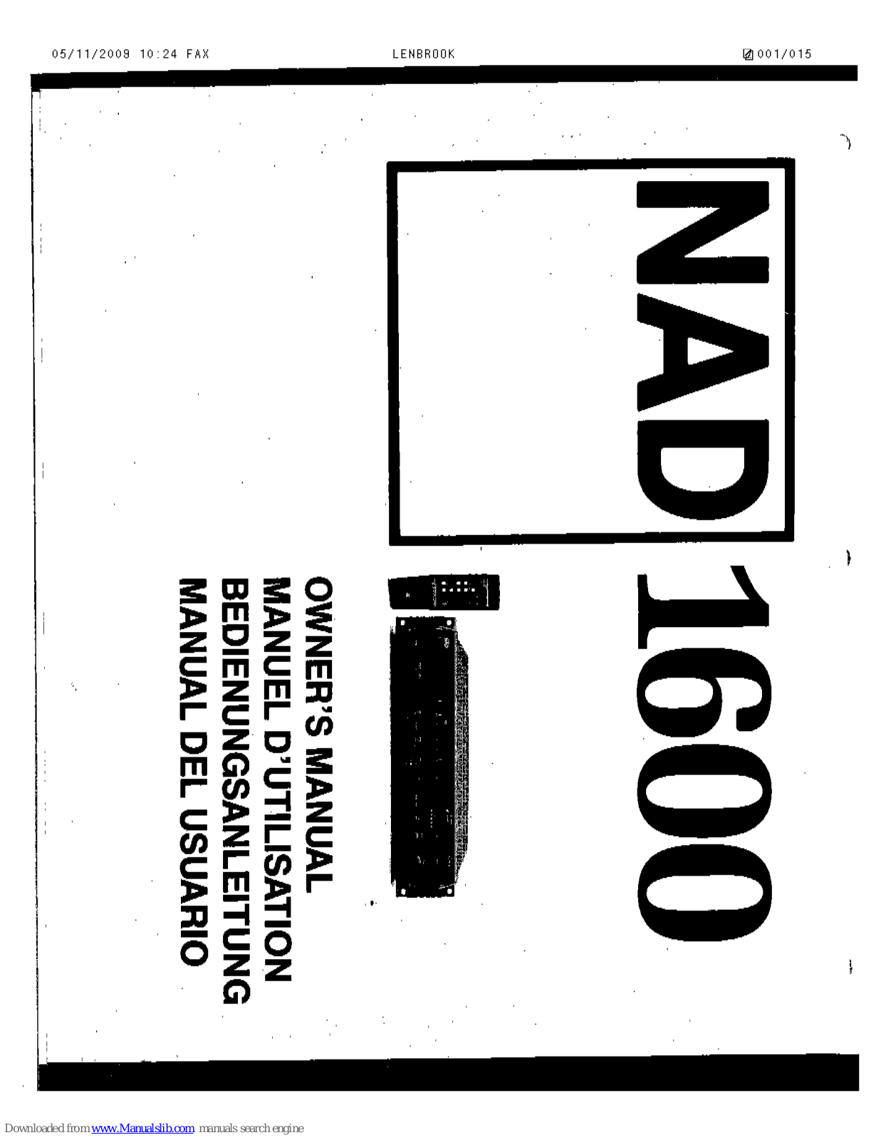 NAD 1600 Owner's Manual
