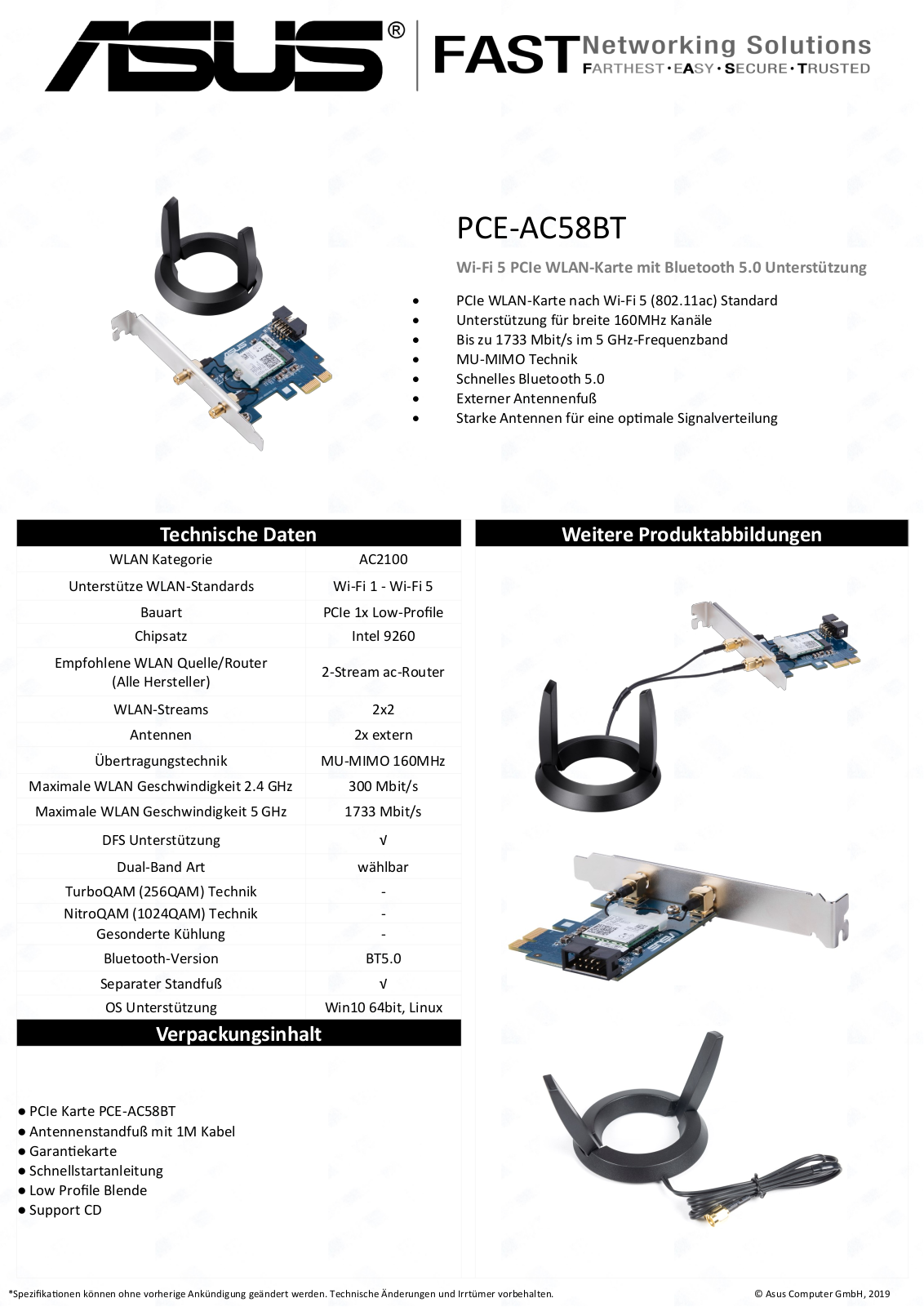 ASUS PCE-AC58BT User Manual