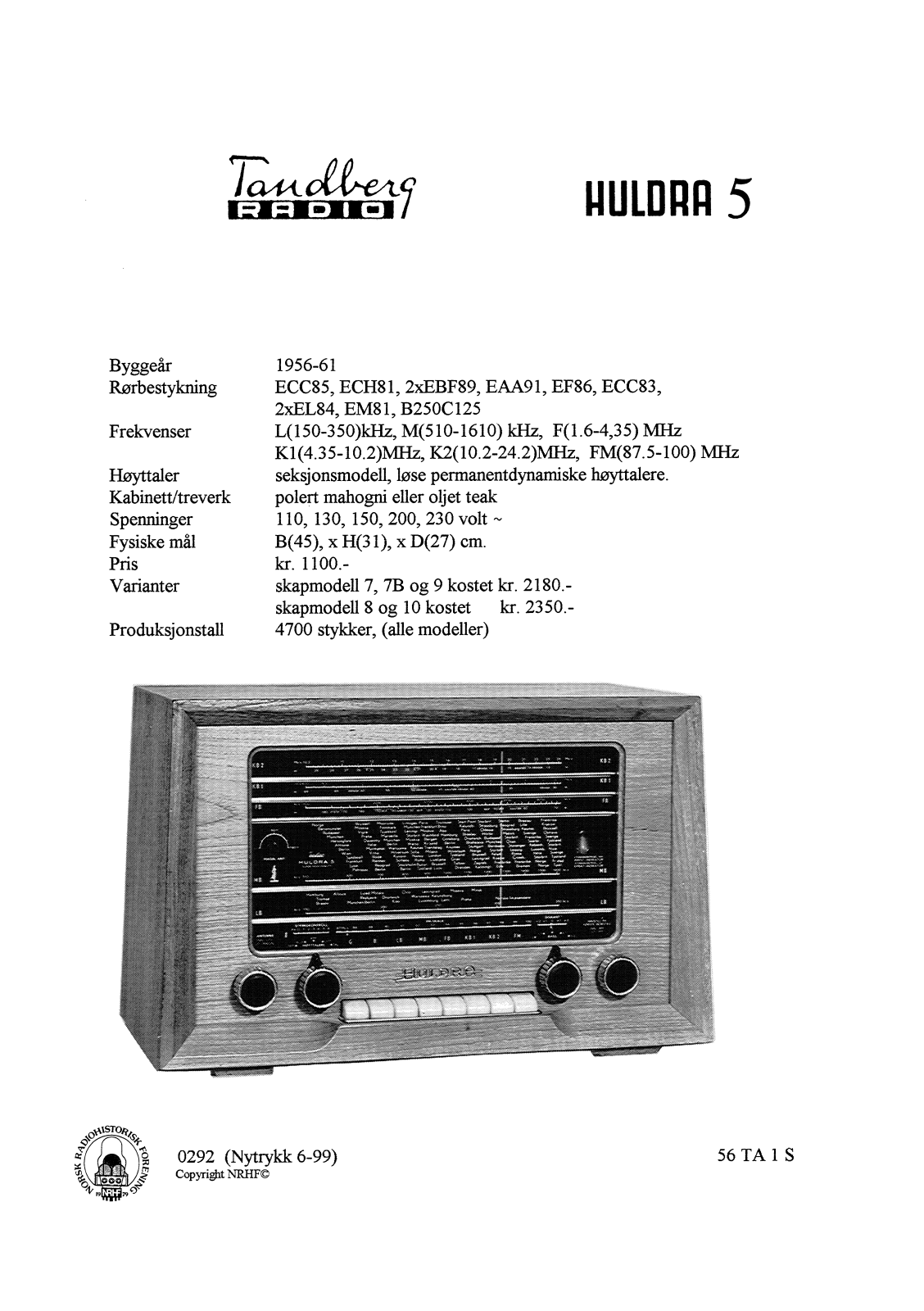 TANDBERG HULDRA 5 Schematic