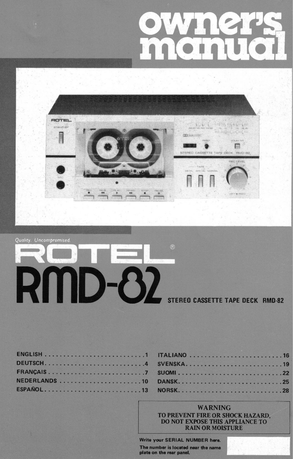 Rotel RMD82 User Manual