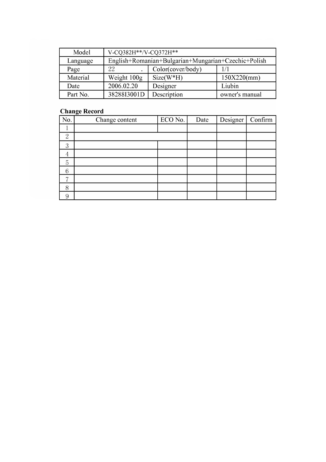 Lg V-CQ372H, V-CQ382H User Manual