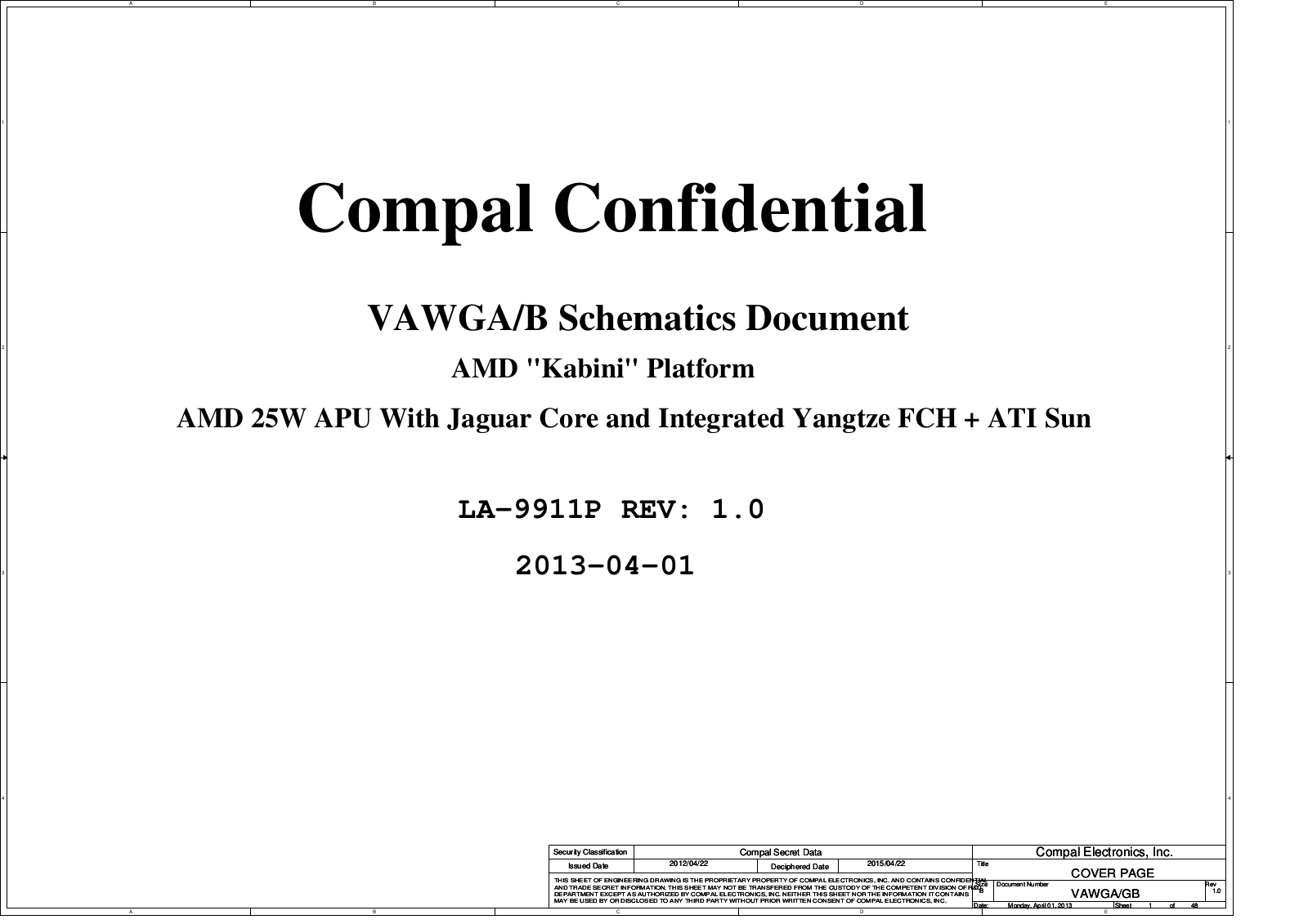 Compal LA-9911P VAWGA, G505, LA-9911P VAWGB Schematic