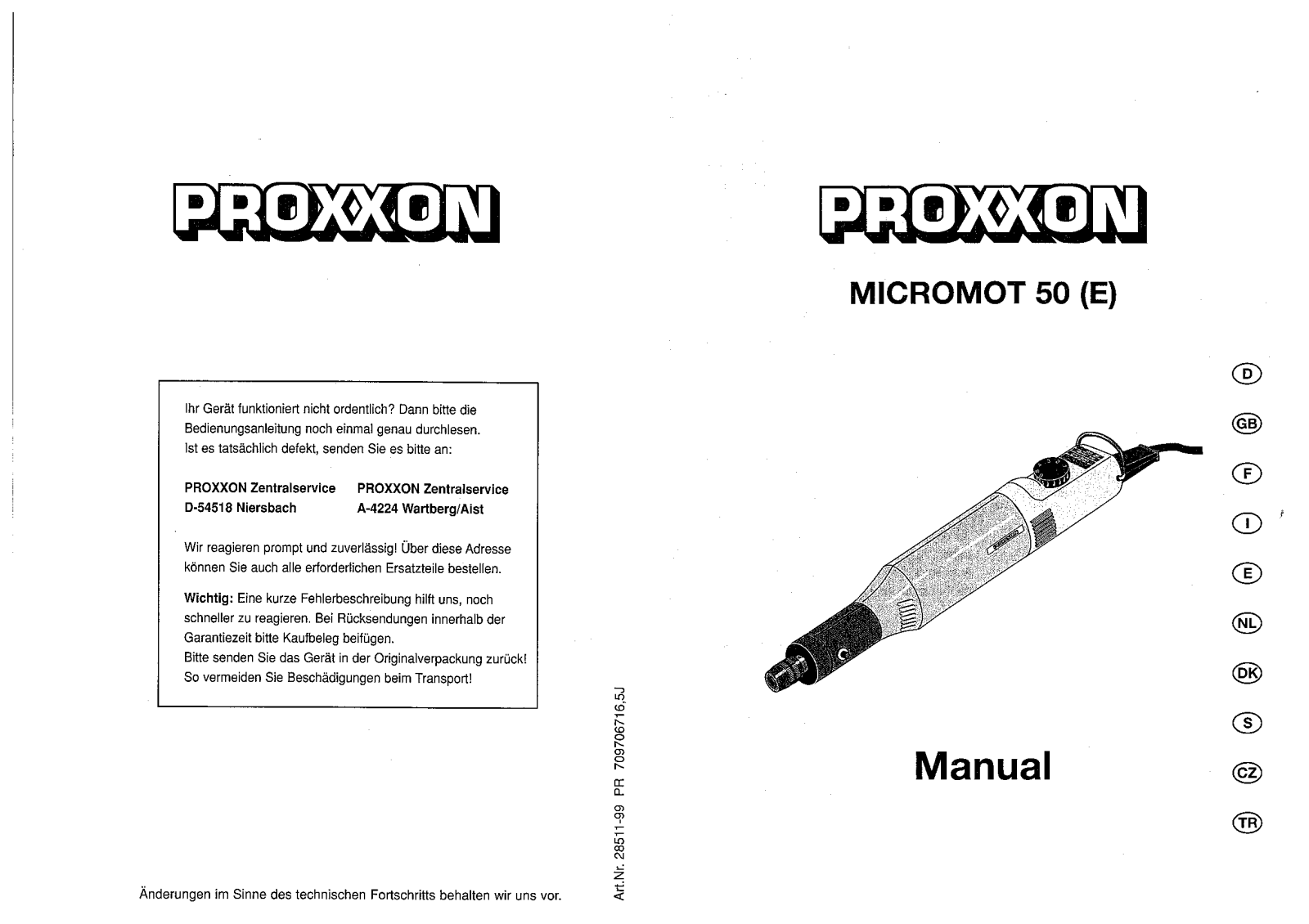 Proxxon Micromot 50 User Manual