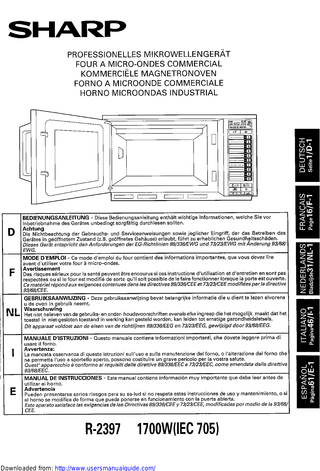 SHARP R-2397 User Manual