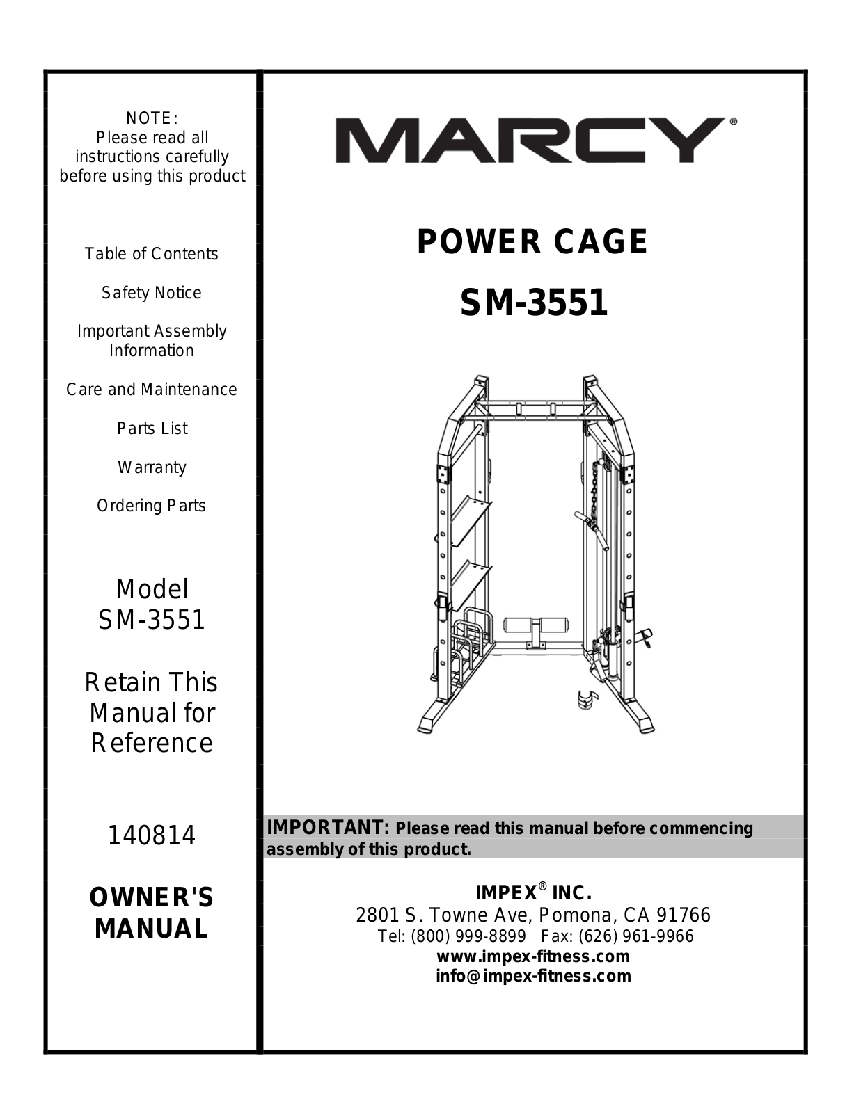 Marcy SM-3551 User Manual