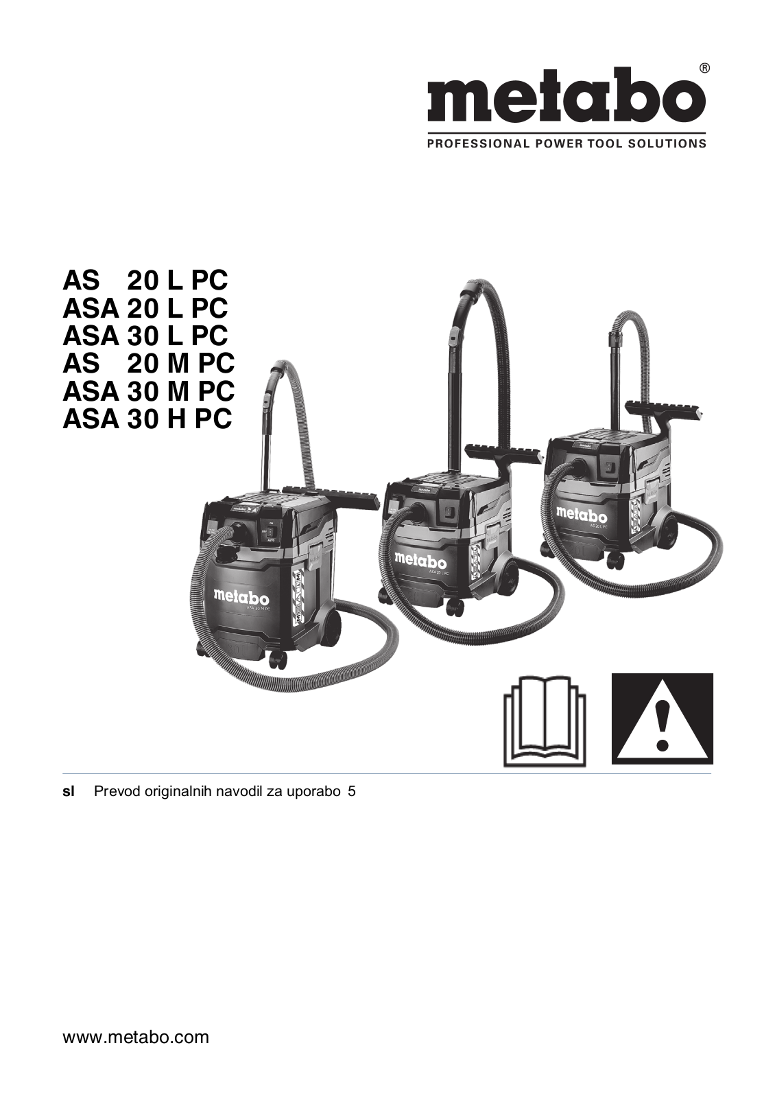 Metabo AS 20 L PC, ASA 20 L PC, ASA 30 L PC, AS 20M PC, ASA 30 M PC User guide - ManualMachine.com