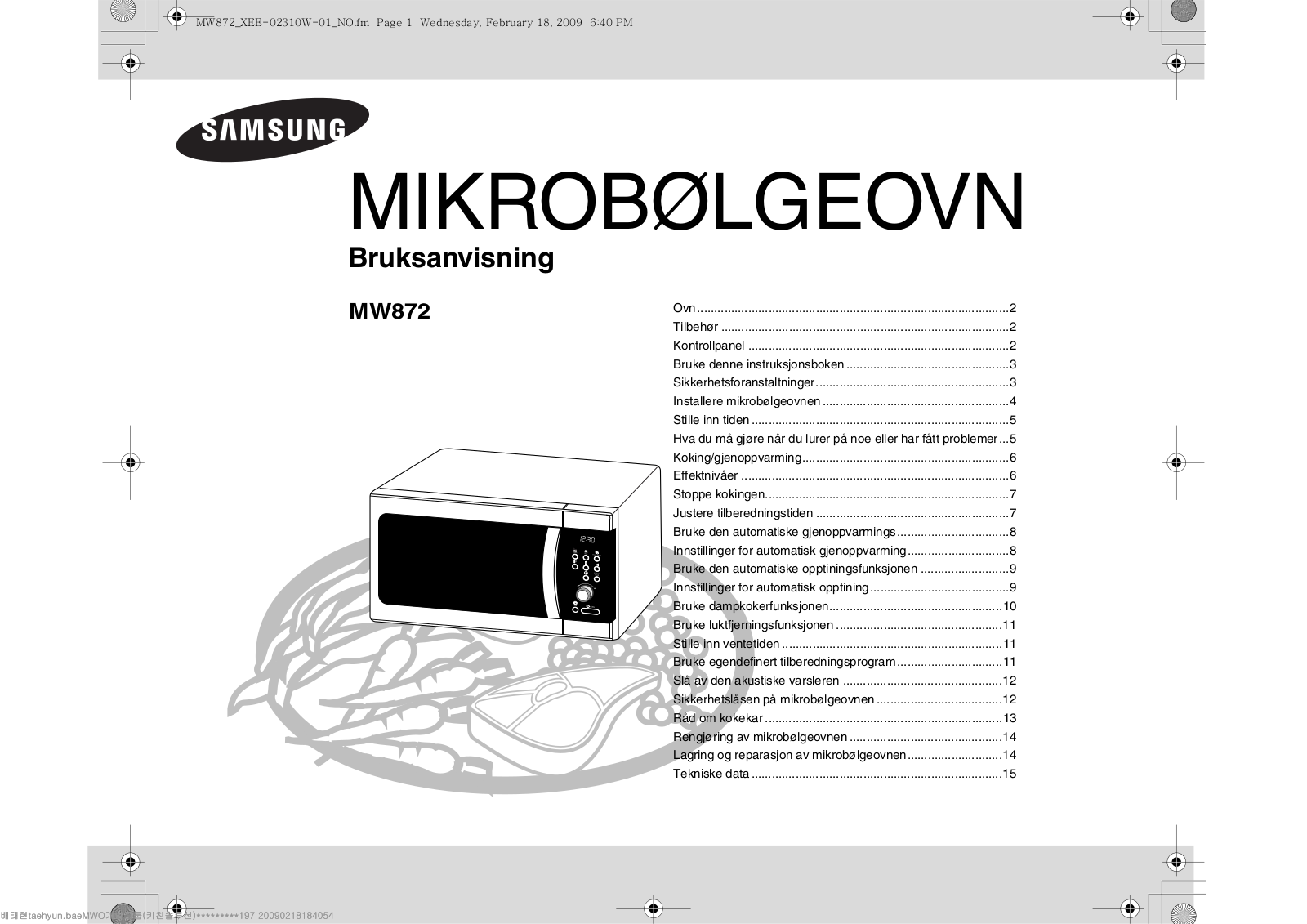 Samsung MW872 User Manual