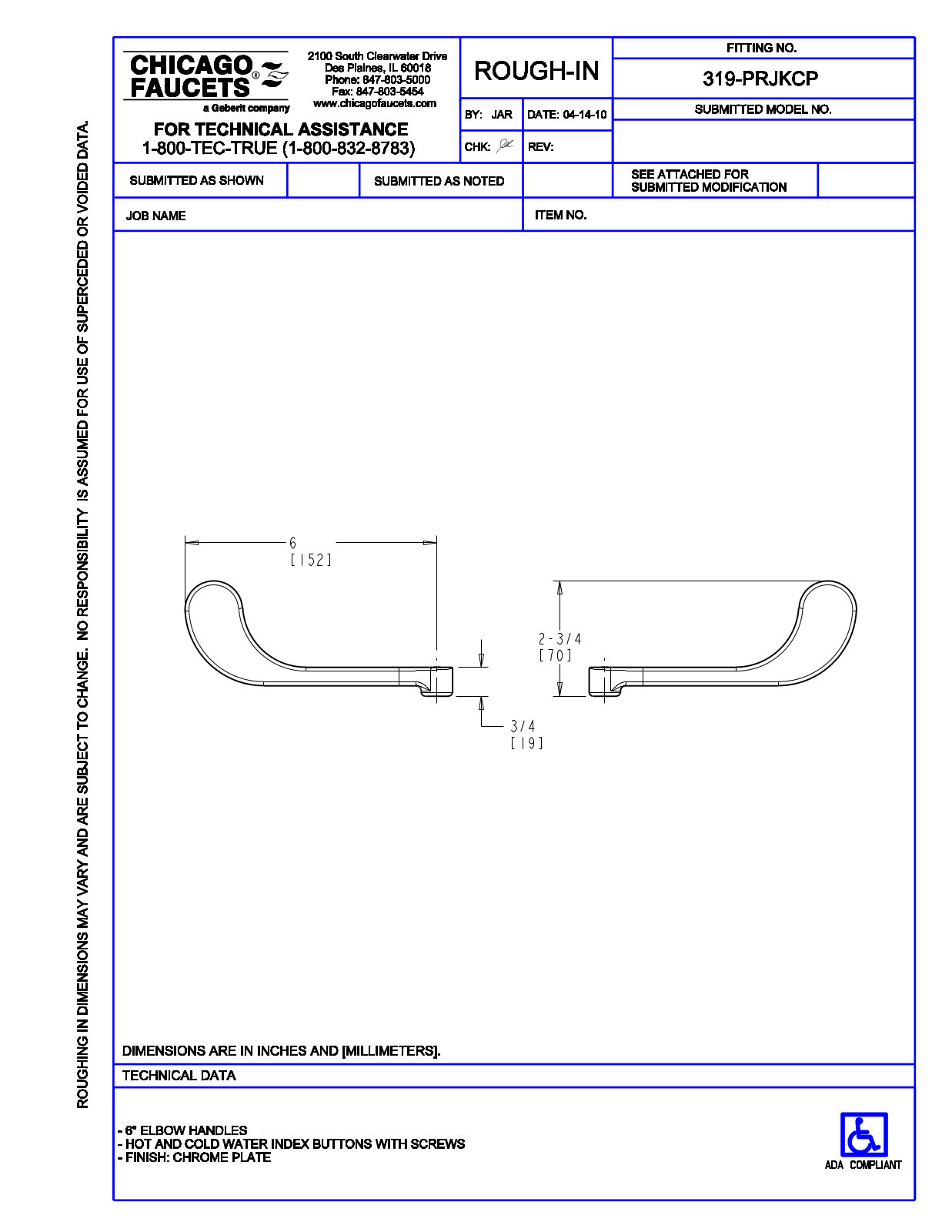 Chicago Faucet 319-PRJK User Manual