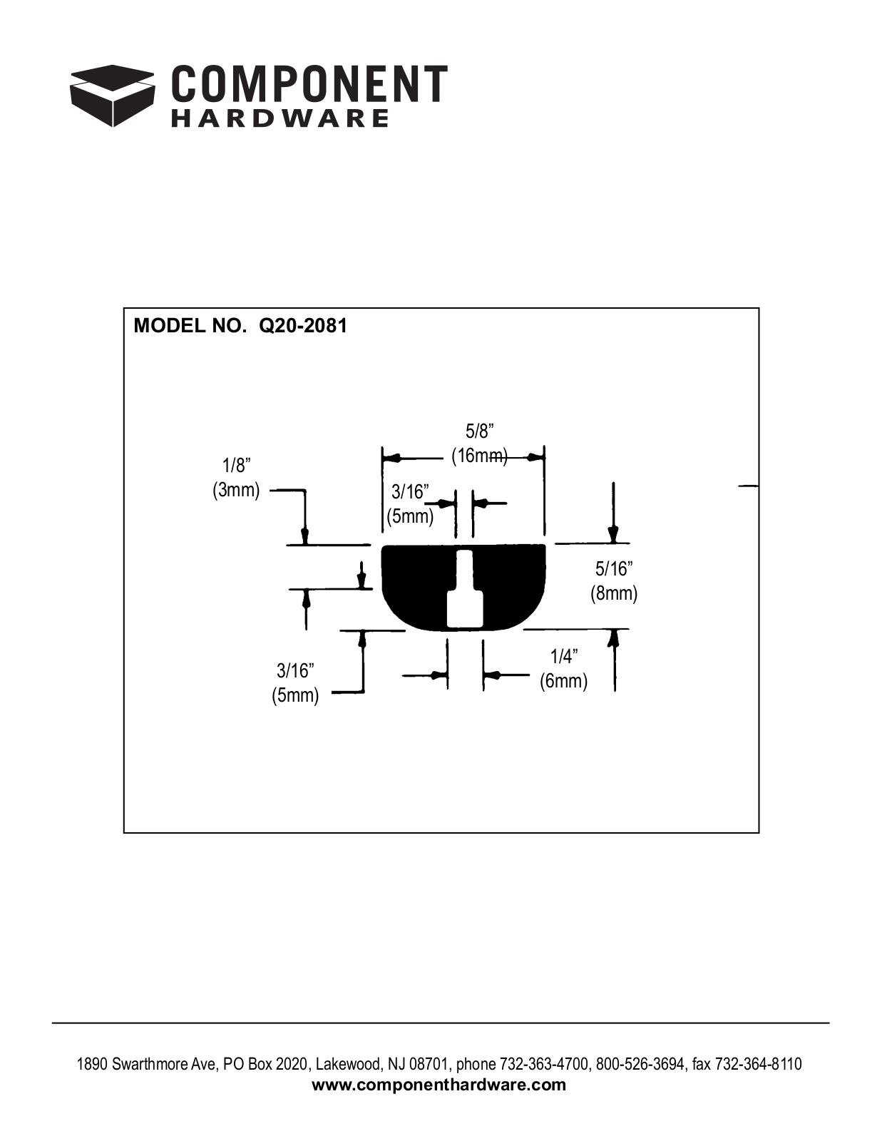 Component Hardware Q20-2081 User Manual