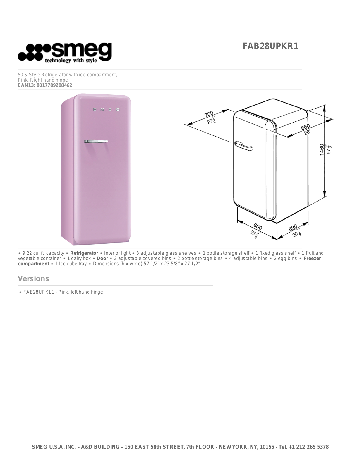 Smeg FAB28UPKR1 User Manual