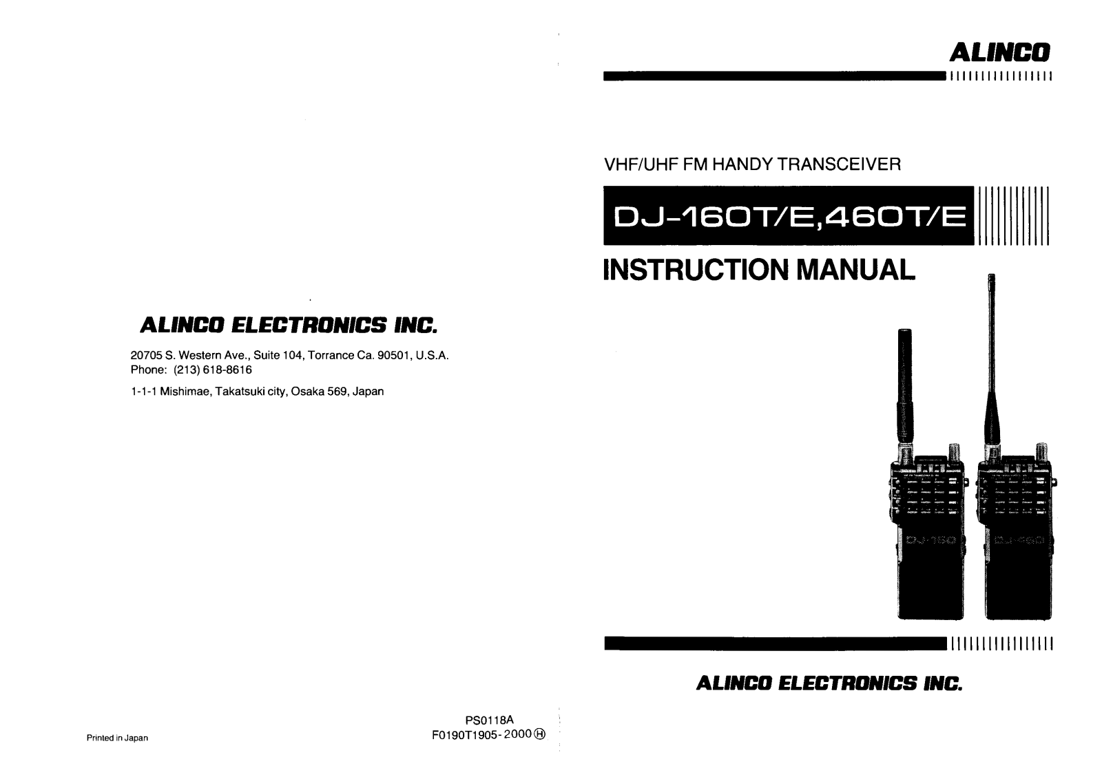 Alinco DJ-460T, DJ-460E, DJ-160T, DJ-160E User Manual