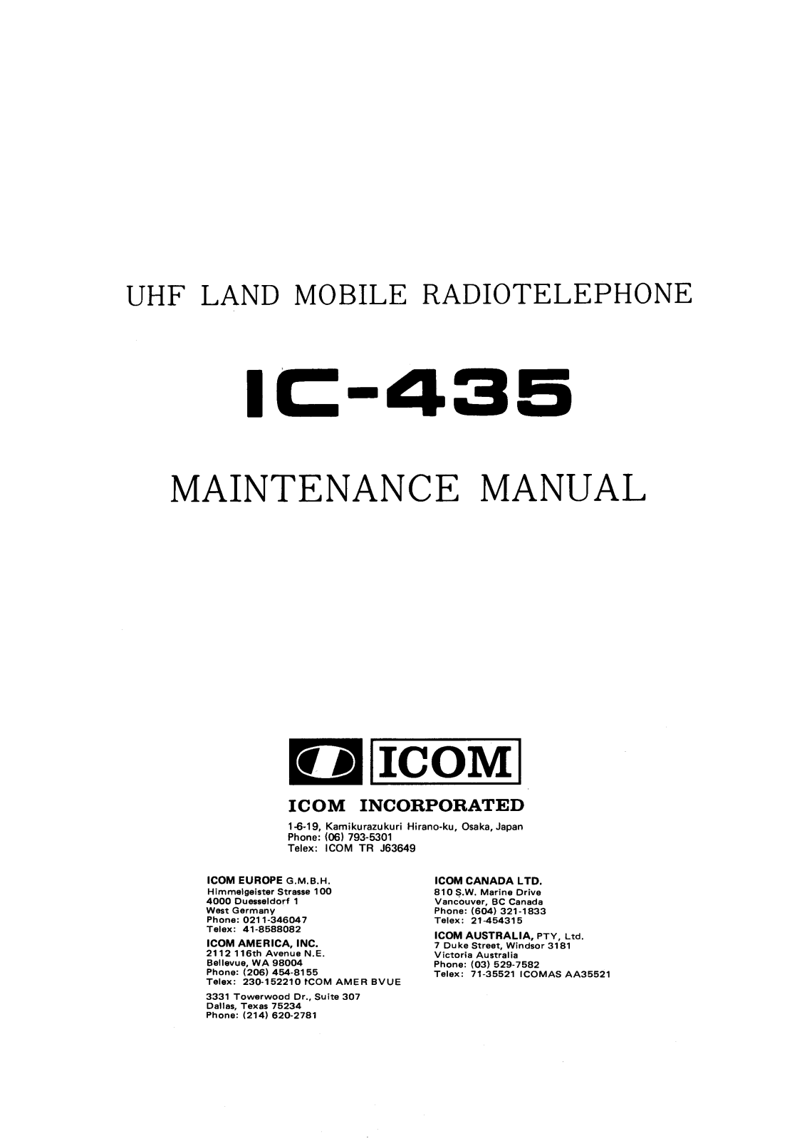 Icom IC-435 Service Manual