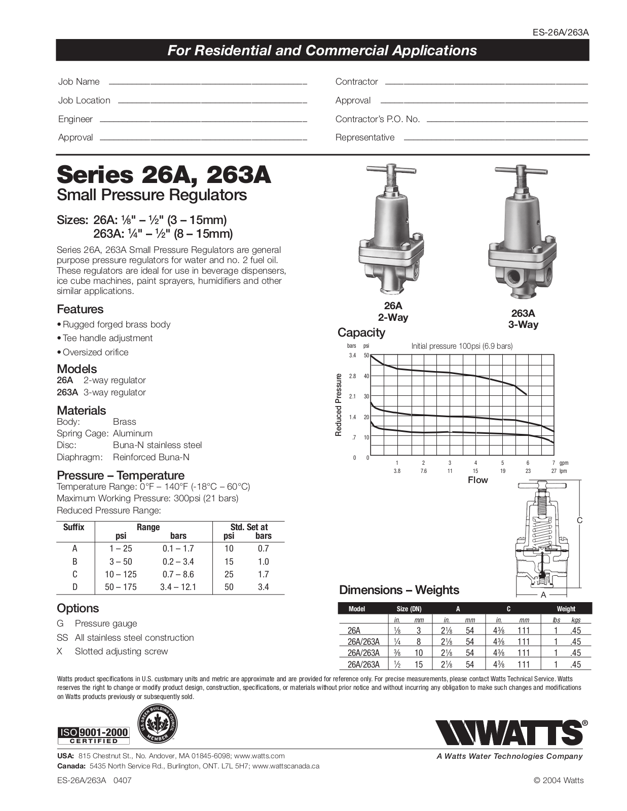 Watts 26A User Manual