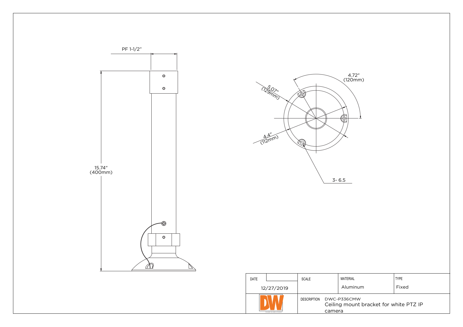 Digital Watchdog DWC-P336CMW Specsheet