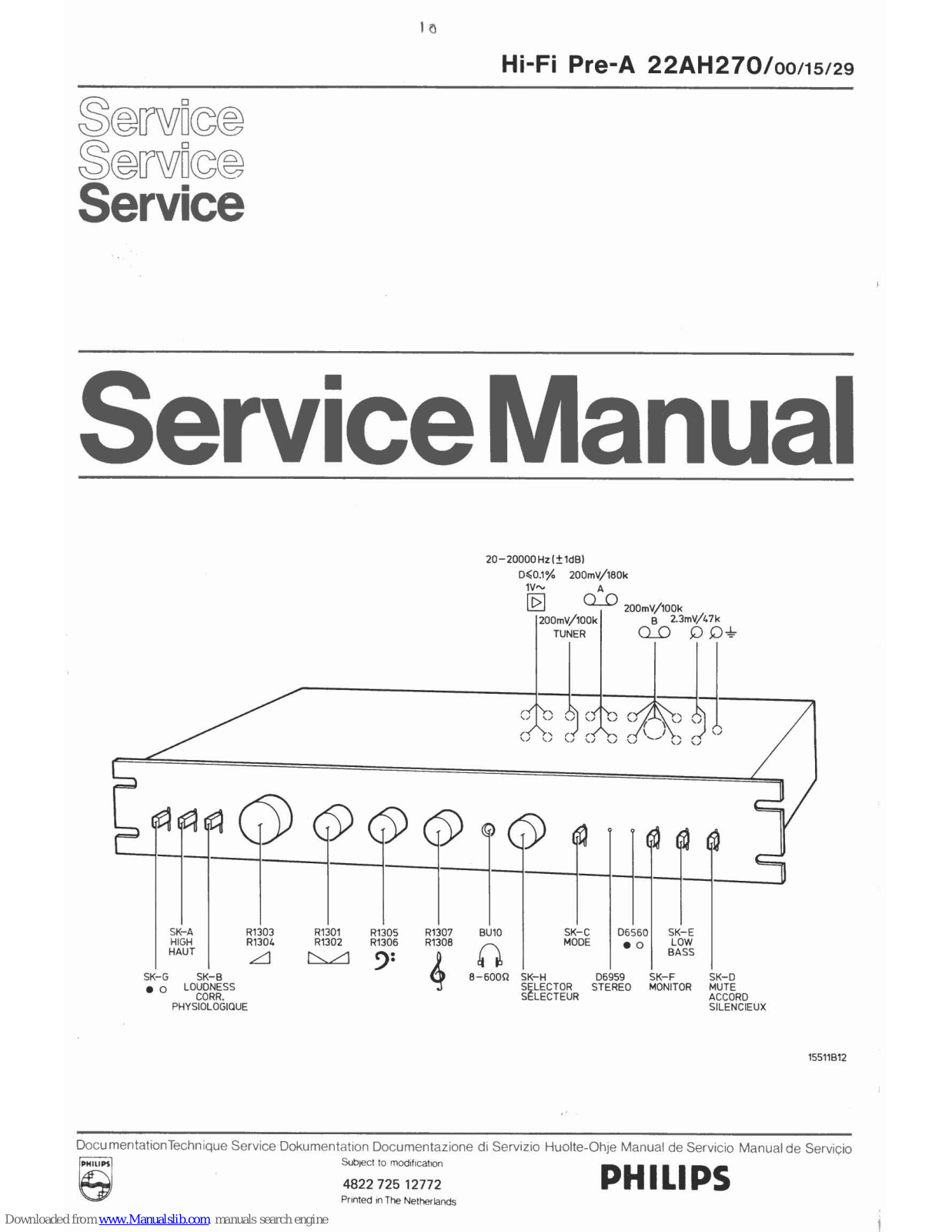 Philips 22ah270/00, 22ah270/15, 22ah270/29 Service Manual