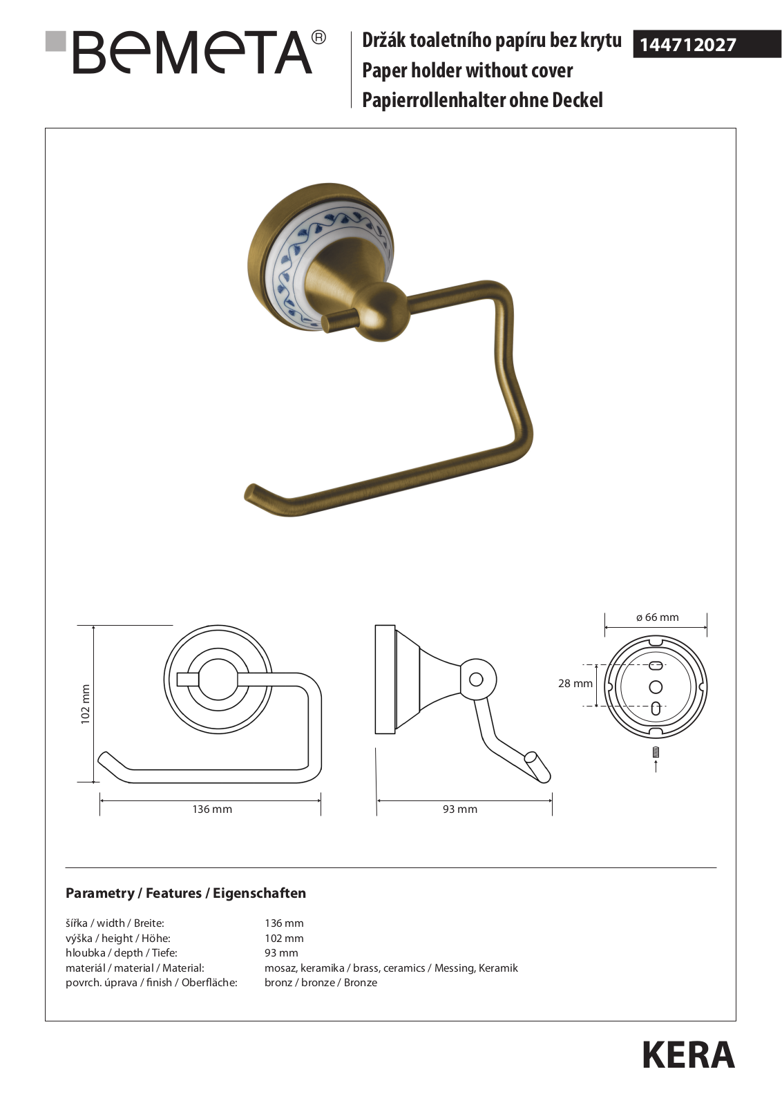 Bemeta Kera 144712027 User guide