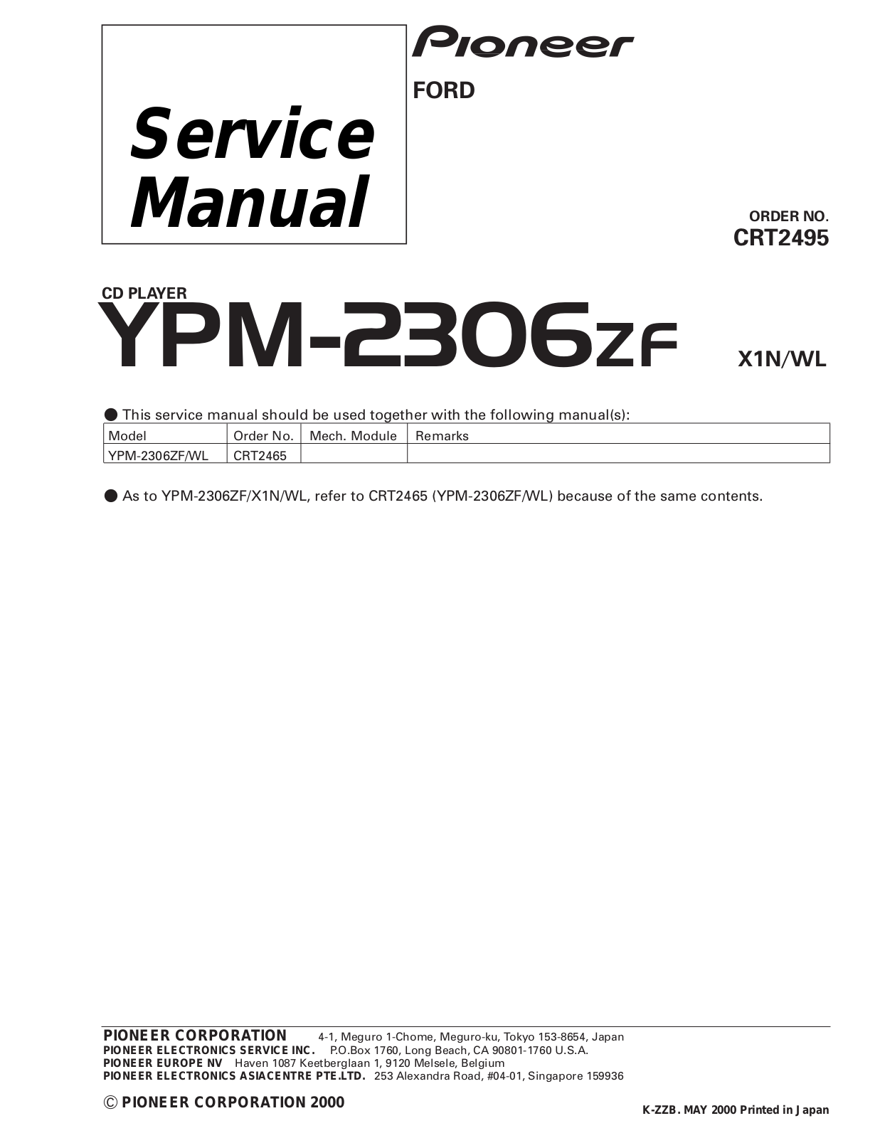 PIONEER YPM-2306 Service Manual