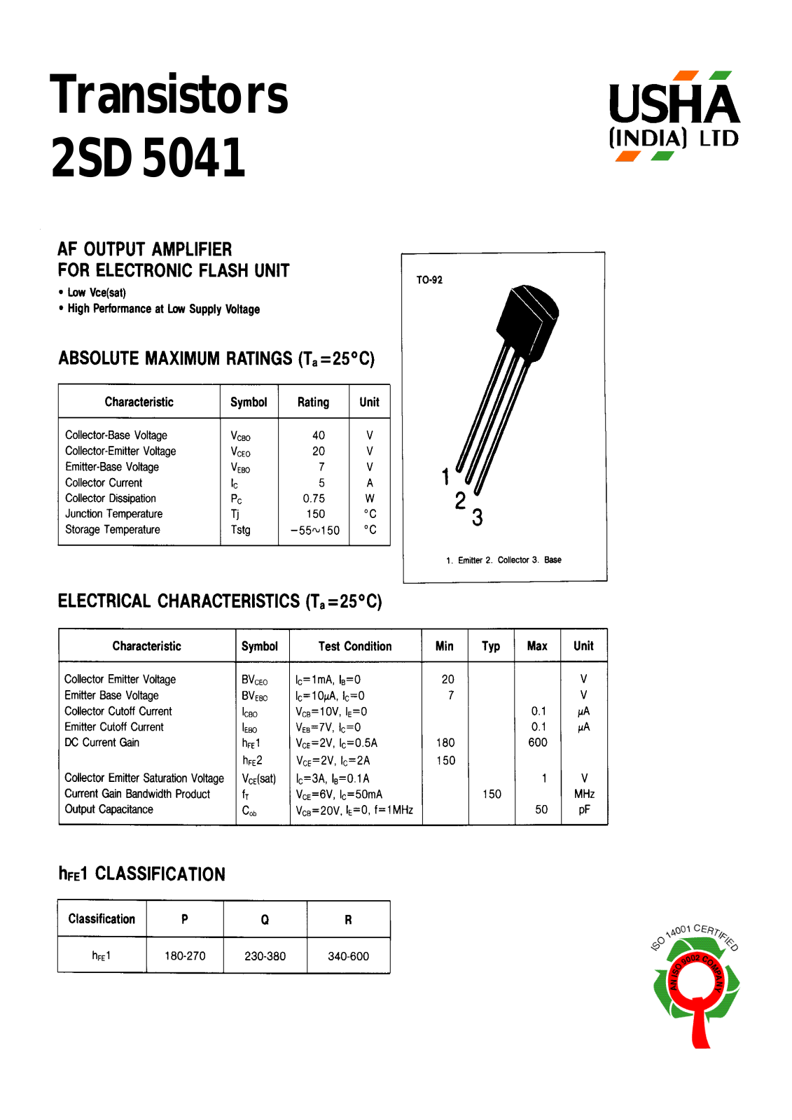 USHA 2SD5041 Datasheet